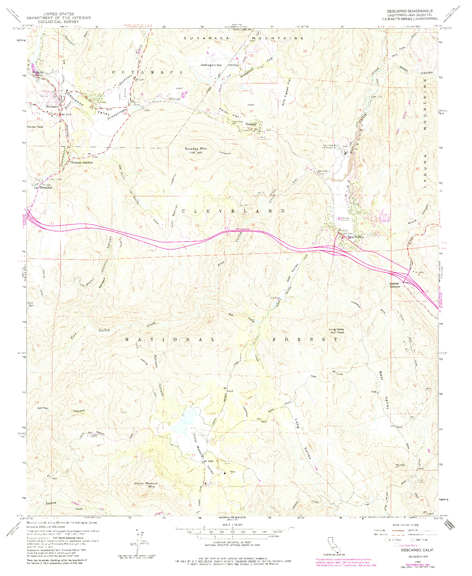USGS 1:24000-SCALE QUADRANGLE FOR DESCANSO, CA 1960