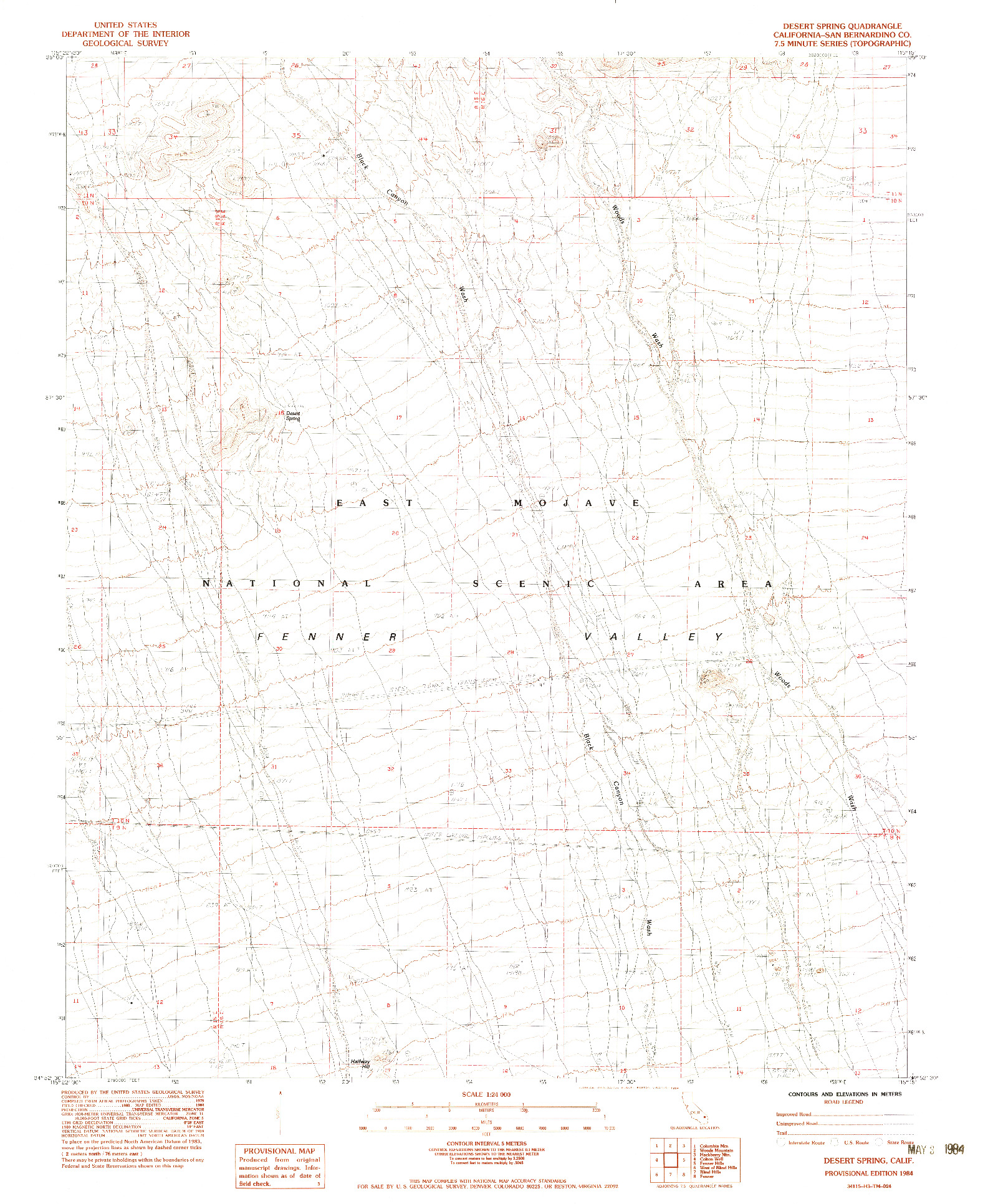 USGS 1:24000-SCALE QUADRANGLE FOR DESERT SPRING, CA 1984