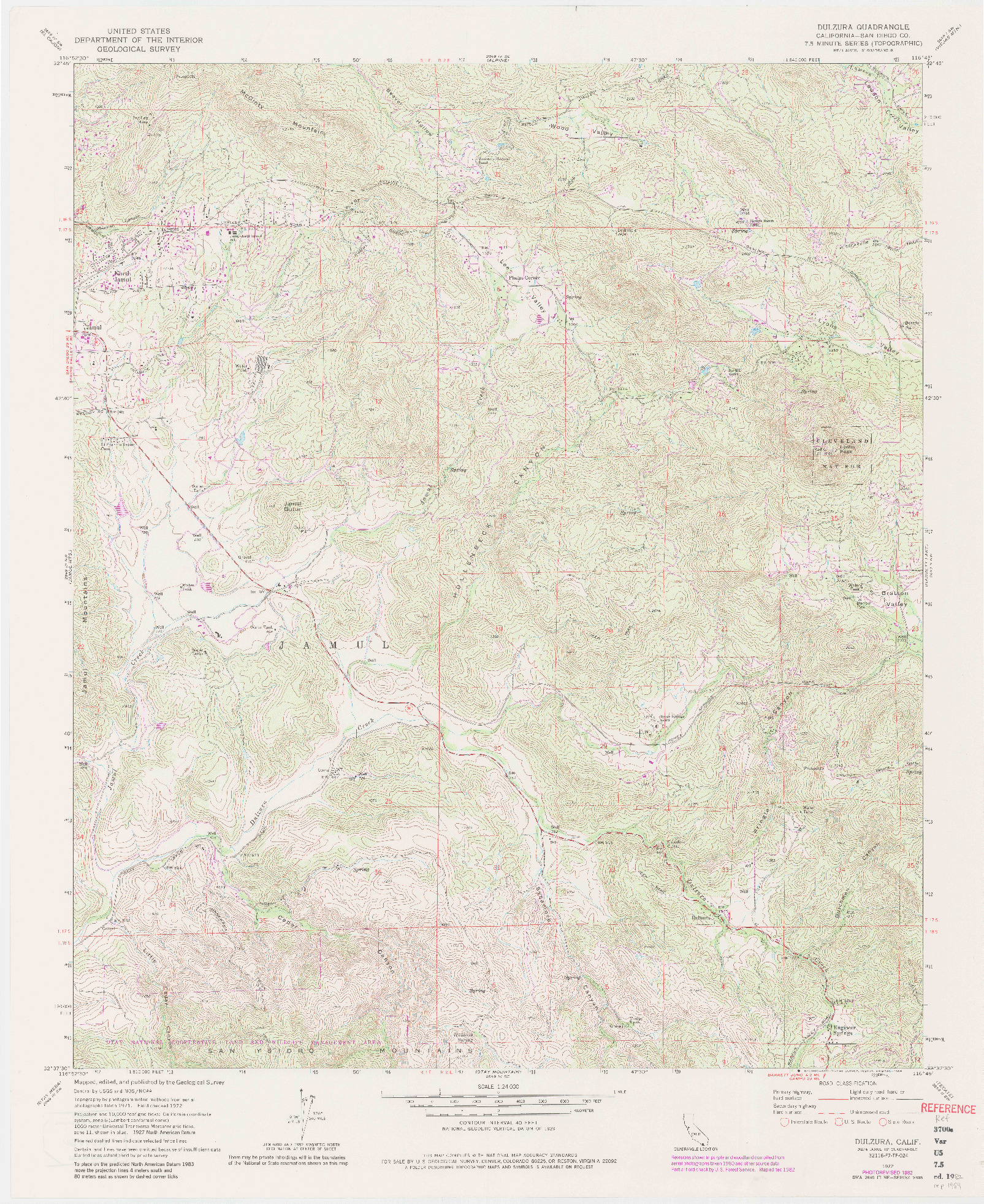 USGS 1:24000-SCALE QUADRANGLE FOR DULZURA, CA 1972