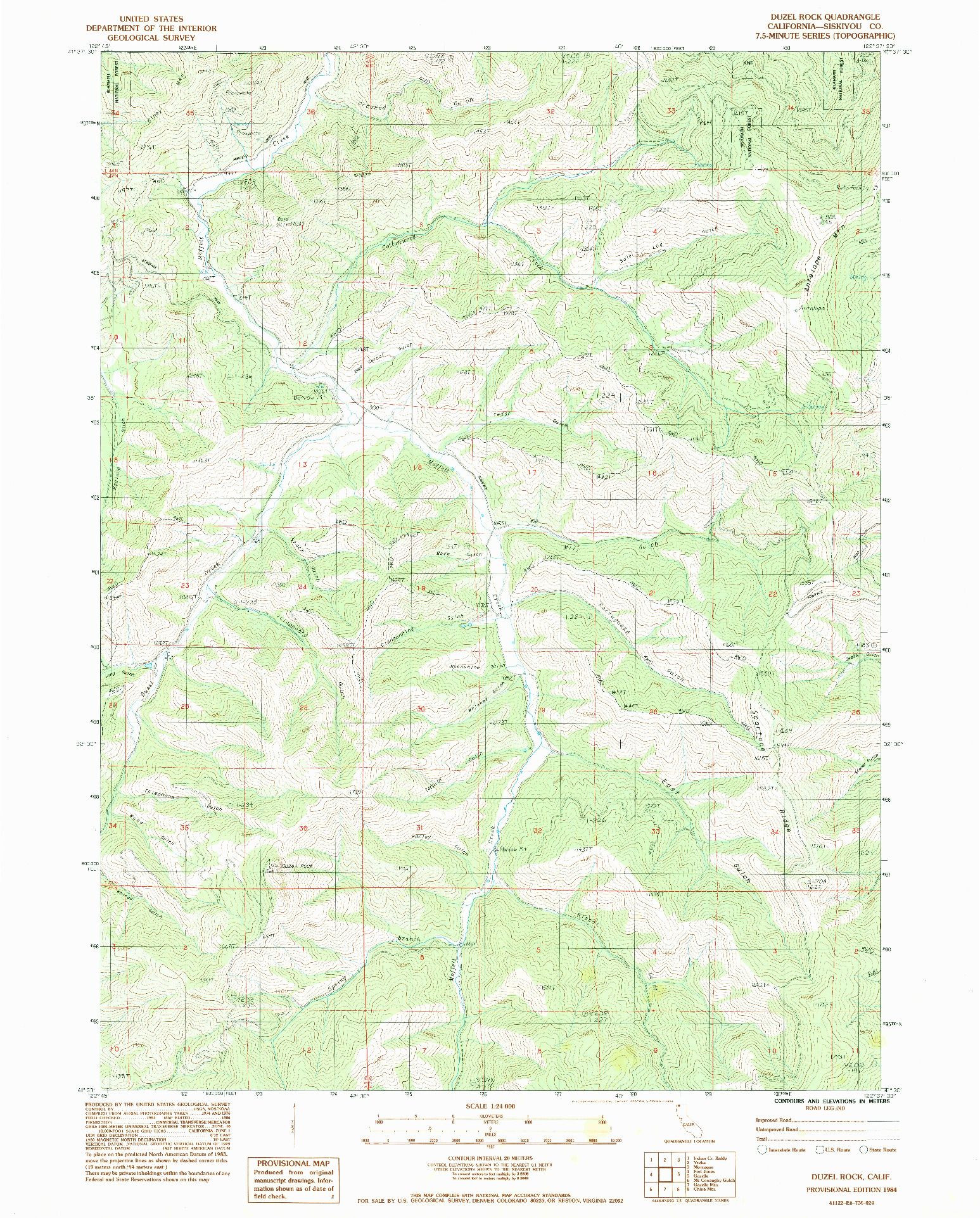 USGS 1:24000-SCALE QUADRANGLE FOR DUZEL ROCK, CA 1984