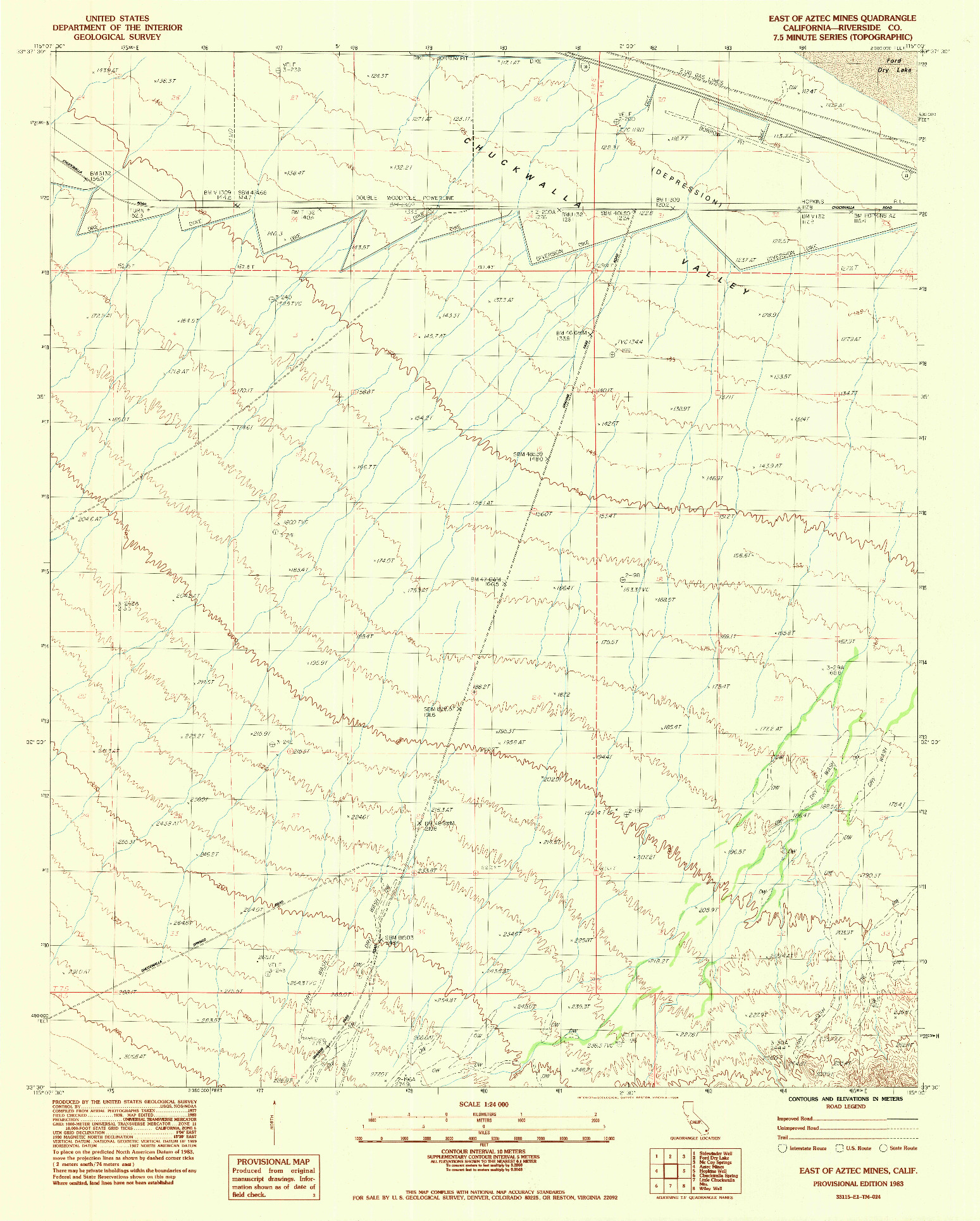 USGS 1:24000-SCALE QUADRANGLE FOR EAST OF AZTEC MINES, CA 1983
