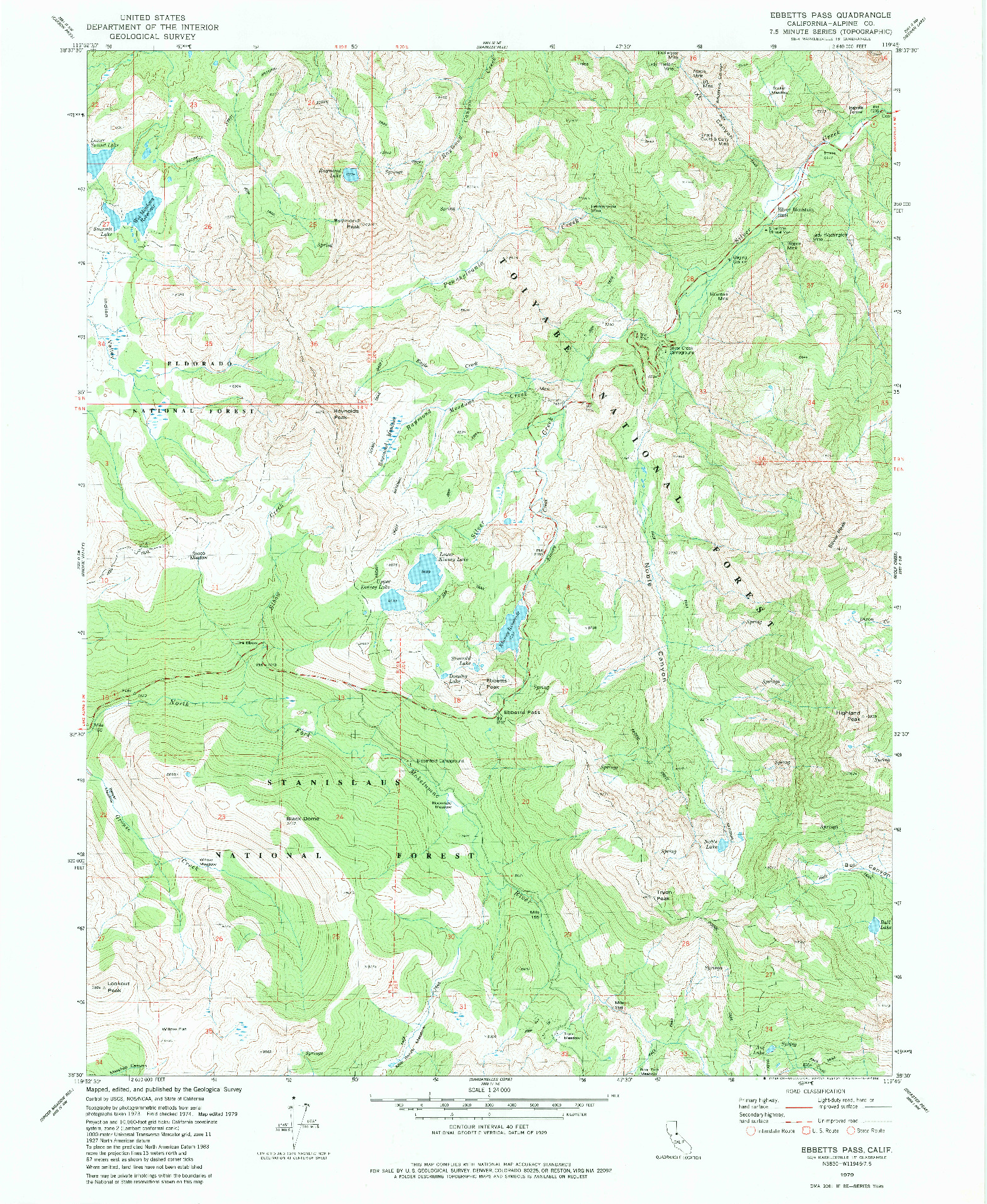 USGS 1:24000-SCALE QUADRANGLE FOR EBBETTS PASS, CA 1979