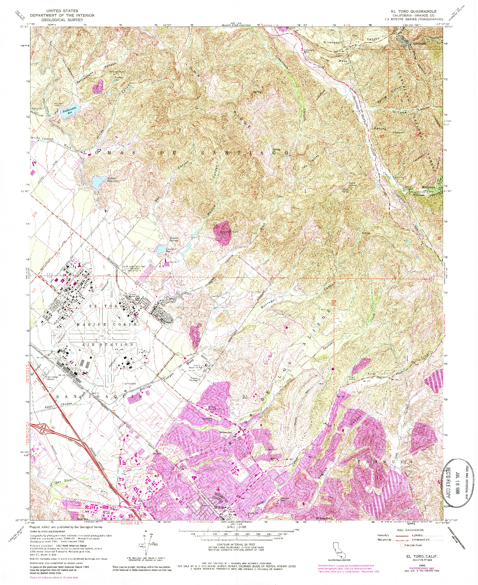 USGS 1:24000-SCALE QUADRANGLE FOR EL TORO, CA 1968