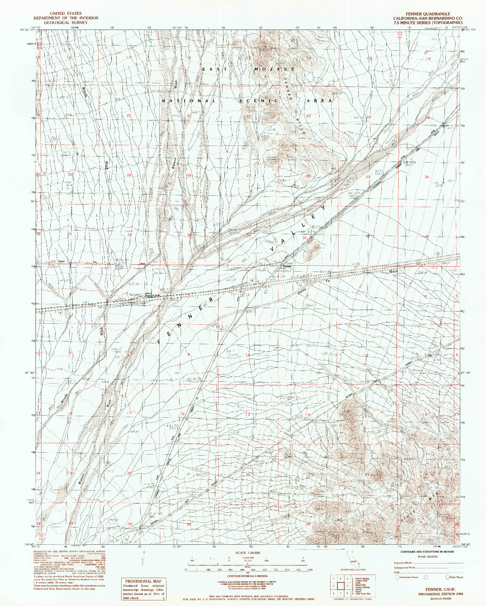 USGS 1:24000-SCALE QUADRANGLE FOR FENNER, CA 1984