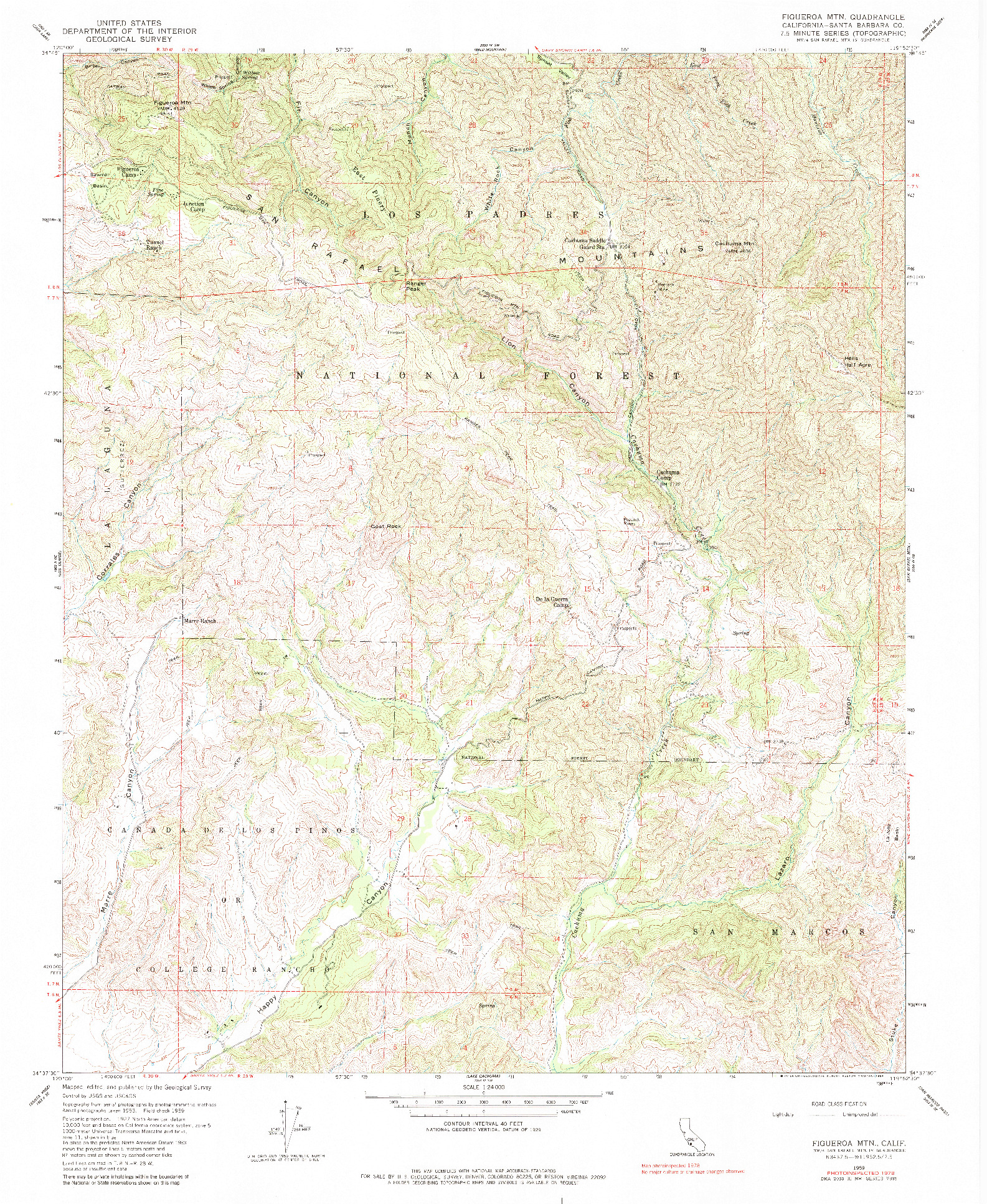 USGS 1:24000-SCALE QUADRANGLE FOR FIGUEROA MTN, CA 1959