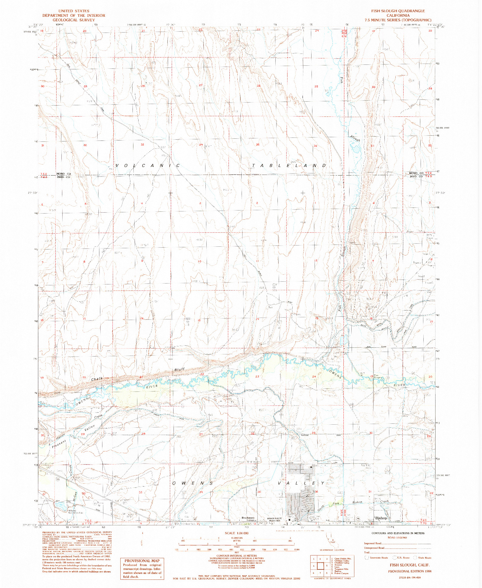USGS 1:24000-SCALE QUADRANGLE FOR FISH SLOUGH, CA 1984