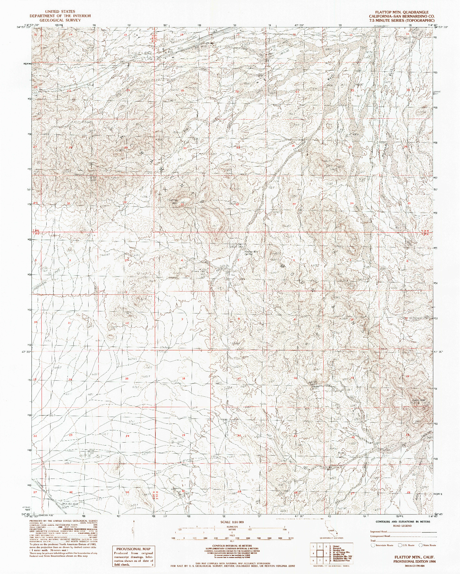 USGS 1:24000-SCALE QUADRANGLE FOR FLATTOP MTN, CA 1984