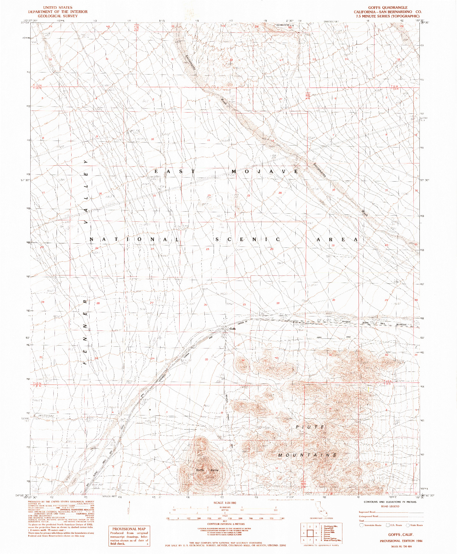 USGS 1:24000-SCALE QUADRANGLE FOR GOFFS, CA 1984