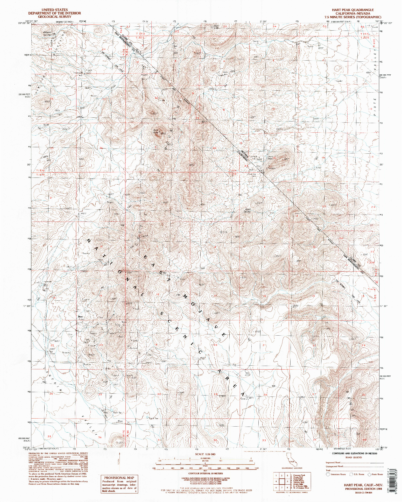 USGS 1:24000-SCALE QUADRANGLE FOR HART PEAK, CA 1984