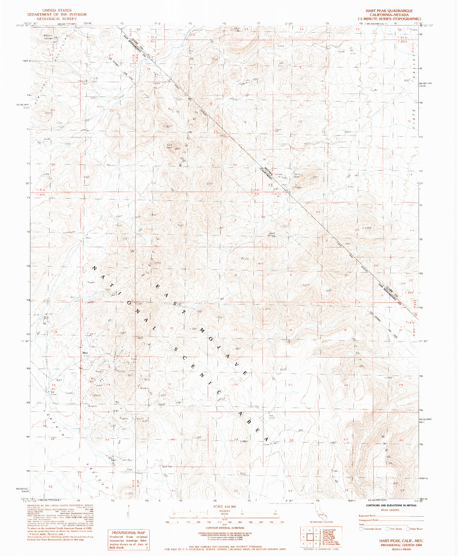 USGS 1:24000-SCALE QUADRANGLE FOR HART PEAK, CA 1984