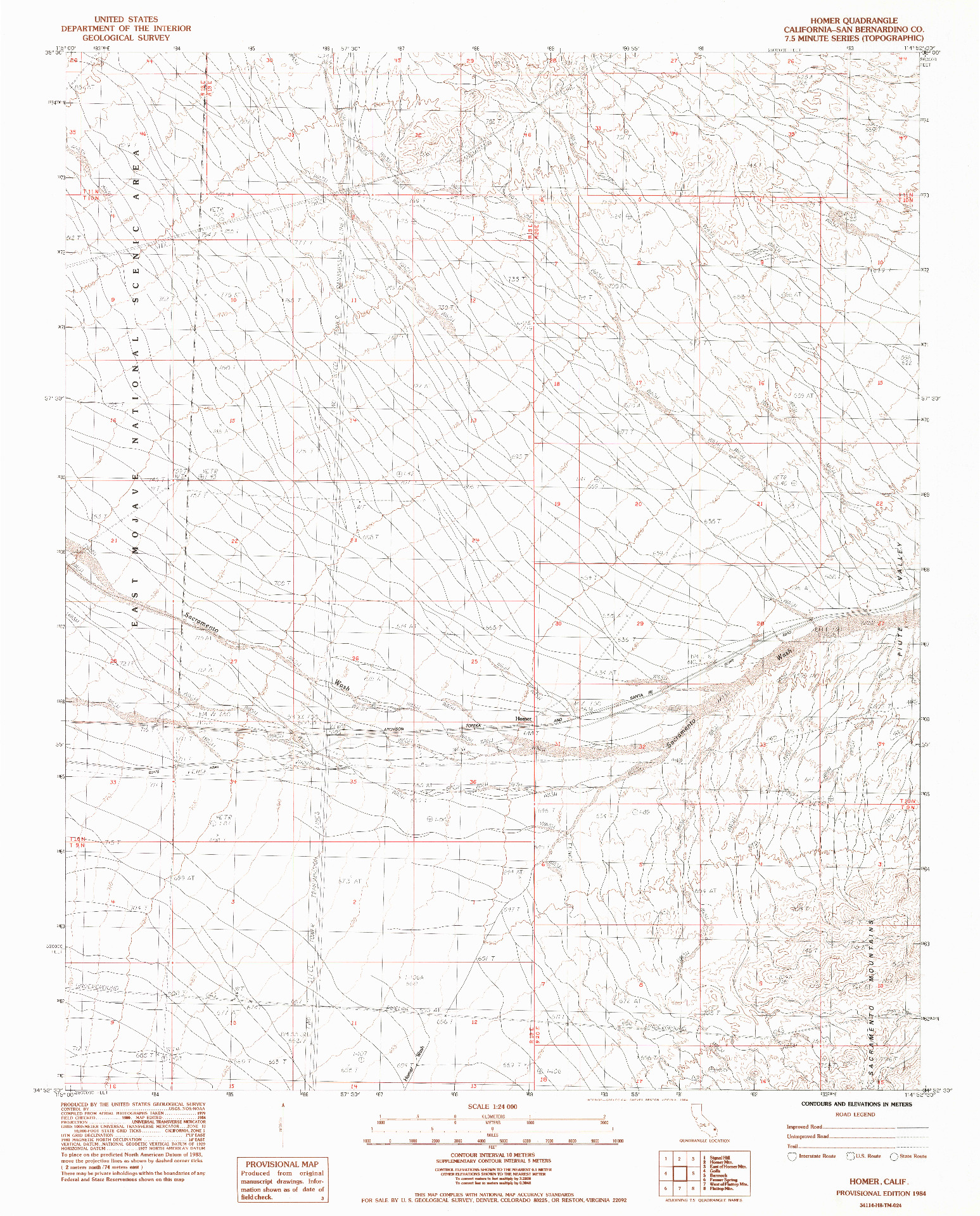 USGS 1:24000-SCALE QUADRANGLE FOR HOMER, CA 1984