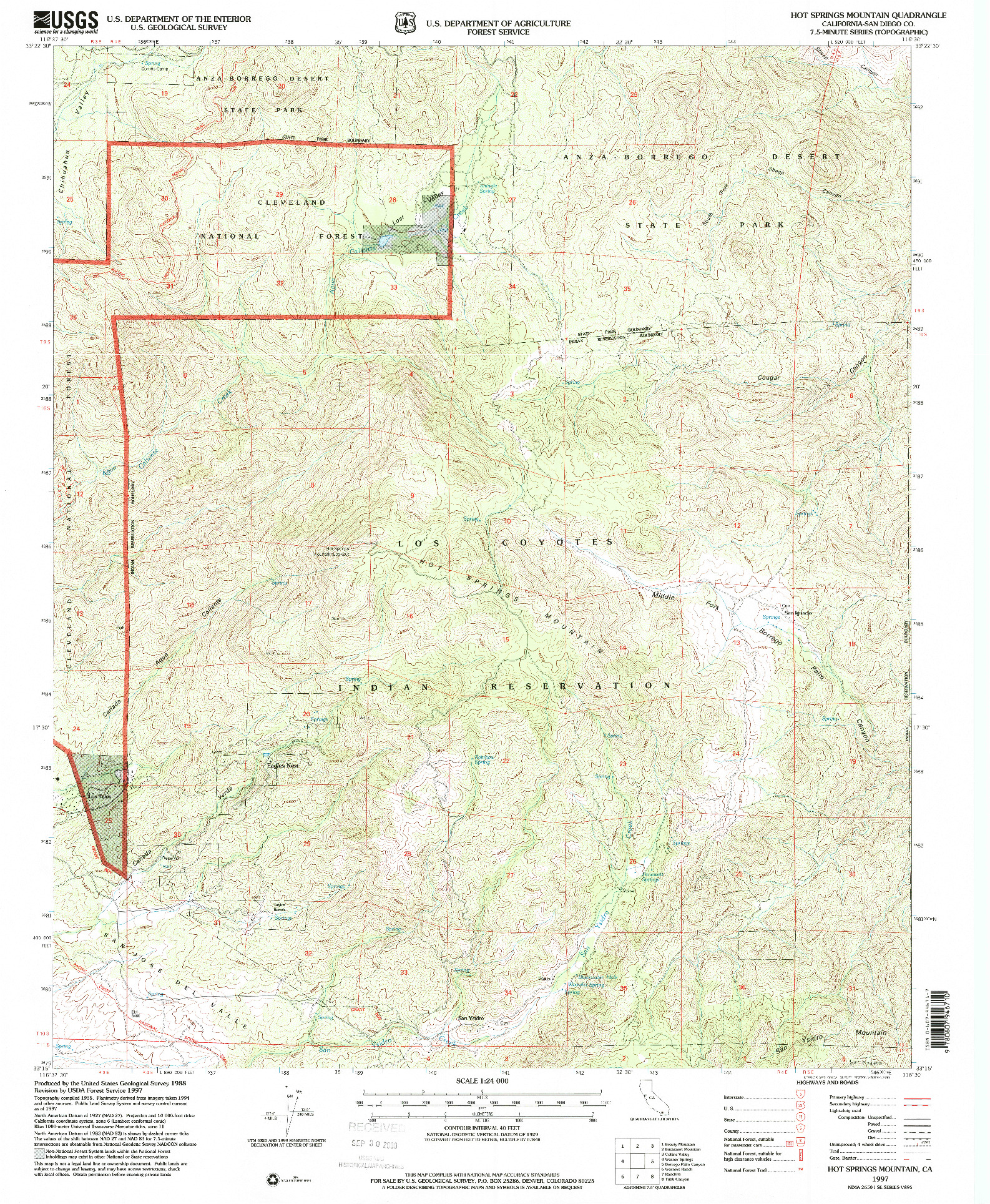 USGS 1:24000-SCALE QUADRANGLE FOR HOT SPRINGS MOUNTAIN, CA 1960