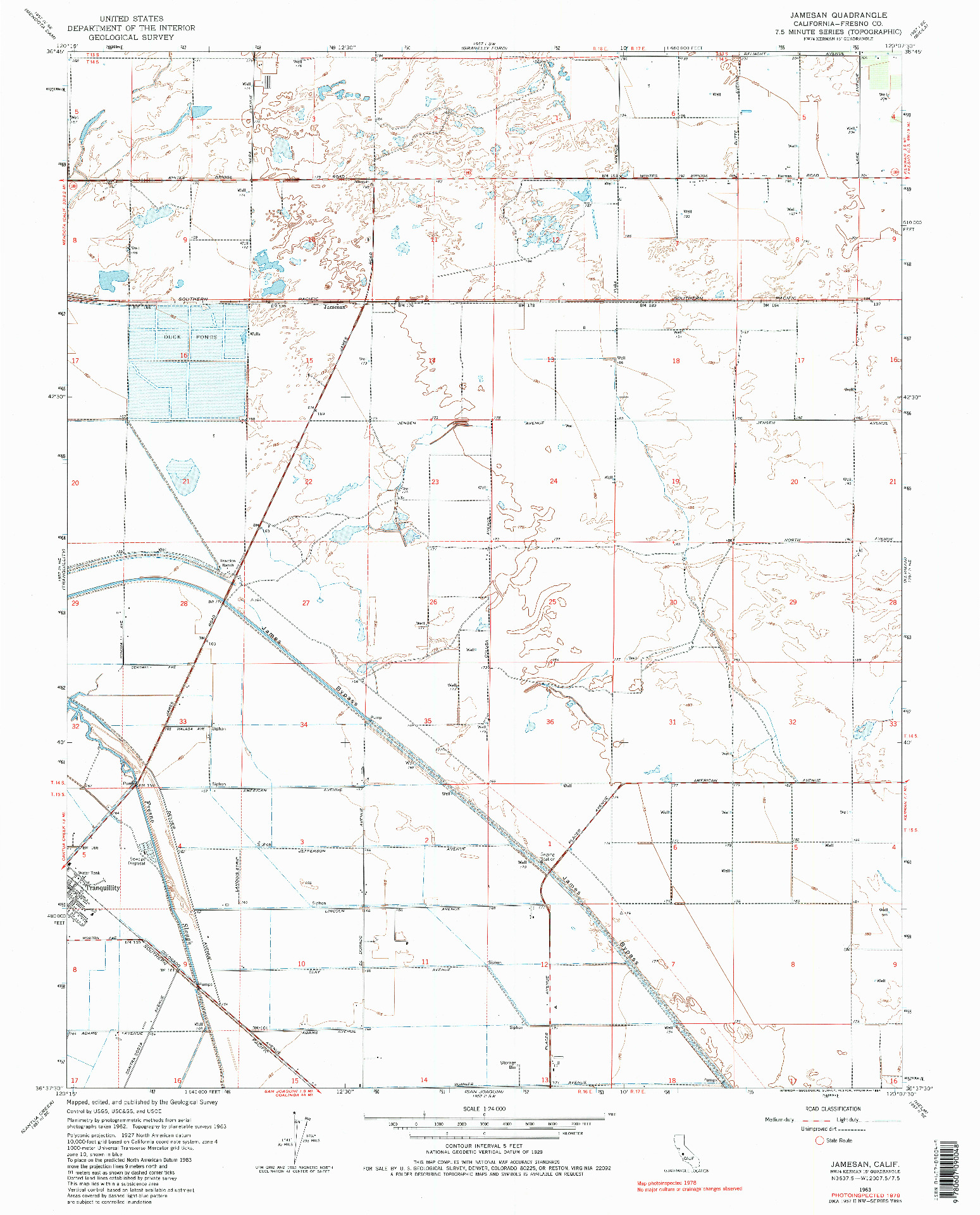 USGS 1:24000-SCALE QUADRANGLE FOR JAMESAN, CA 1963