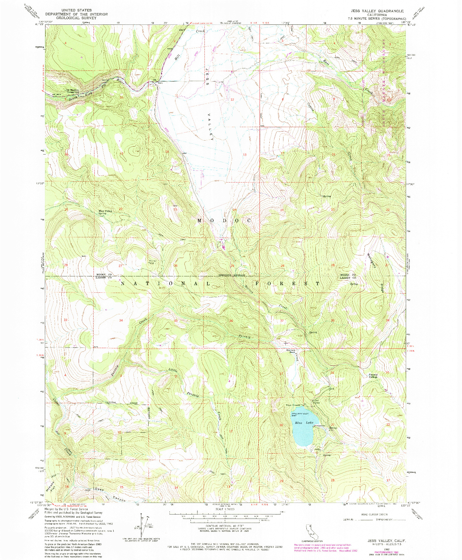 USGS 1:24000-SCALE QUADRANGLE FOR JESS VALLEY, CA 1962