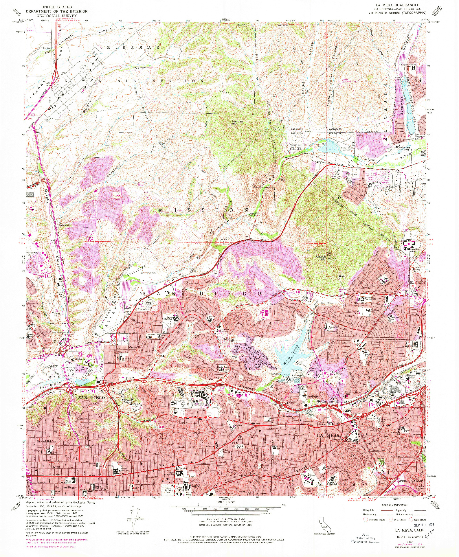 USGS 1:24000-SCALE QUADRANGLE FOR LA MESA, CA 1967