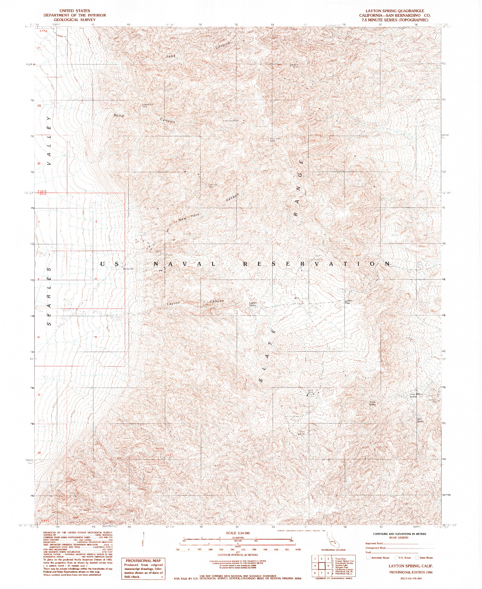 USGS 1:24000-SCALE QUADRANGLE FOR LAYTON SPRING, CA 1984