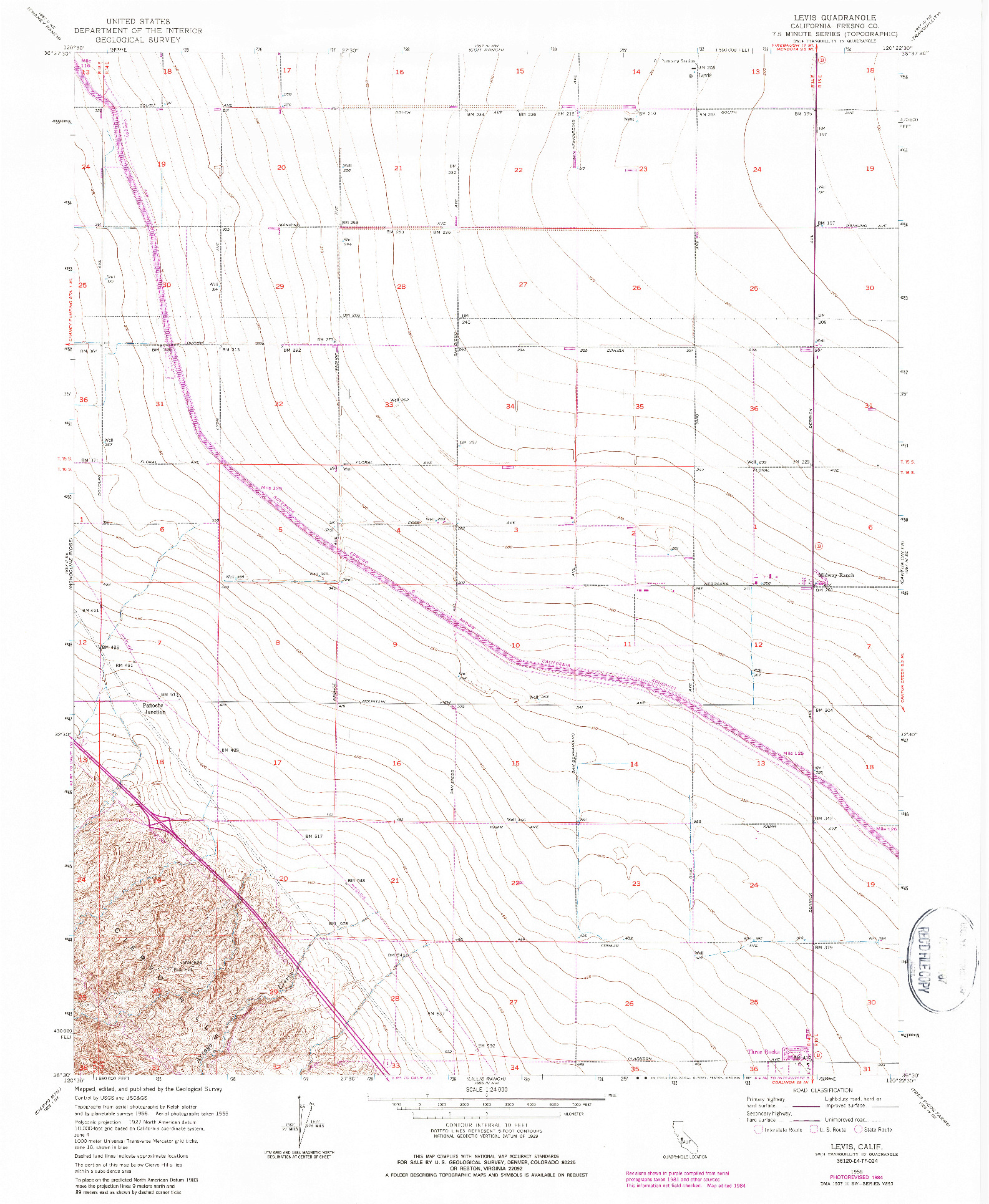 USGS 1:24000-SCALE QUADRANGLE FOR LEVIS, CA 1956