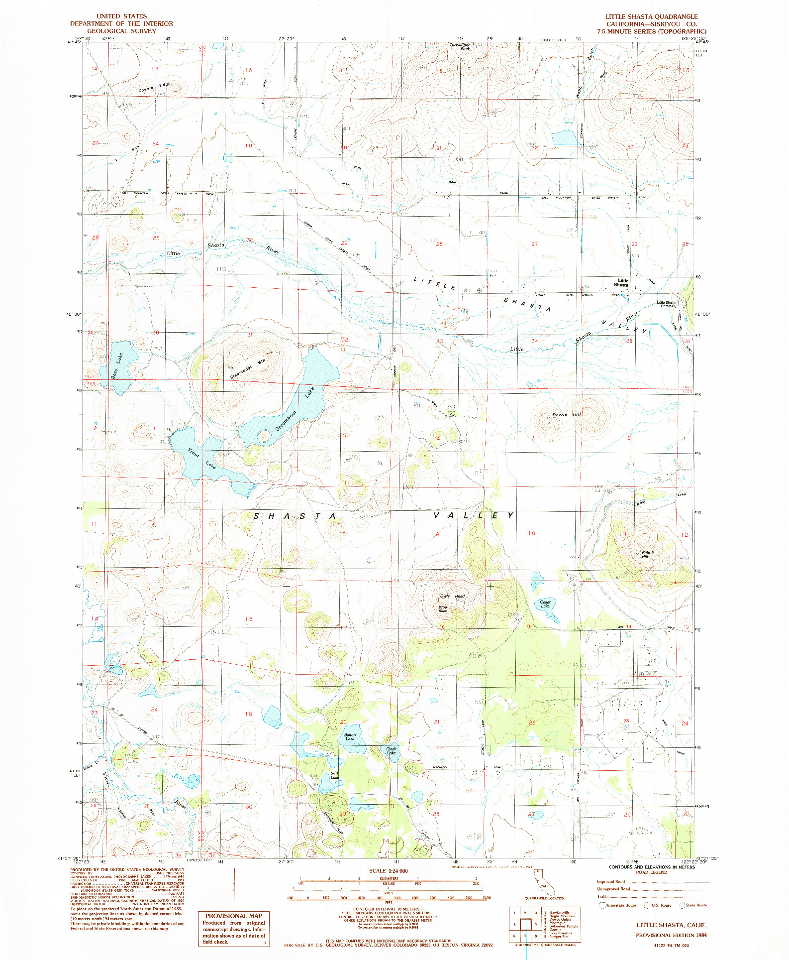 USGS 1:24000-SCALE QUADRANGLE FOR LITTLE SHASTA, CA 1984