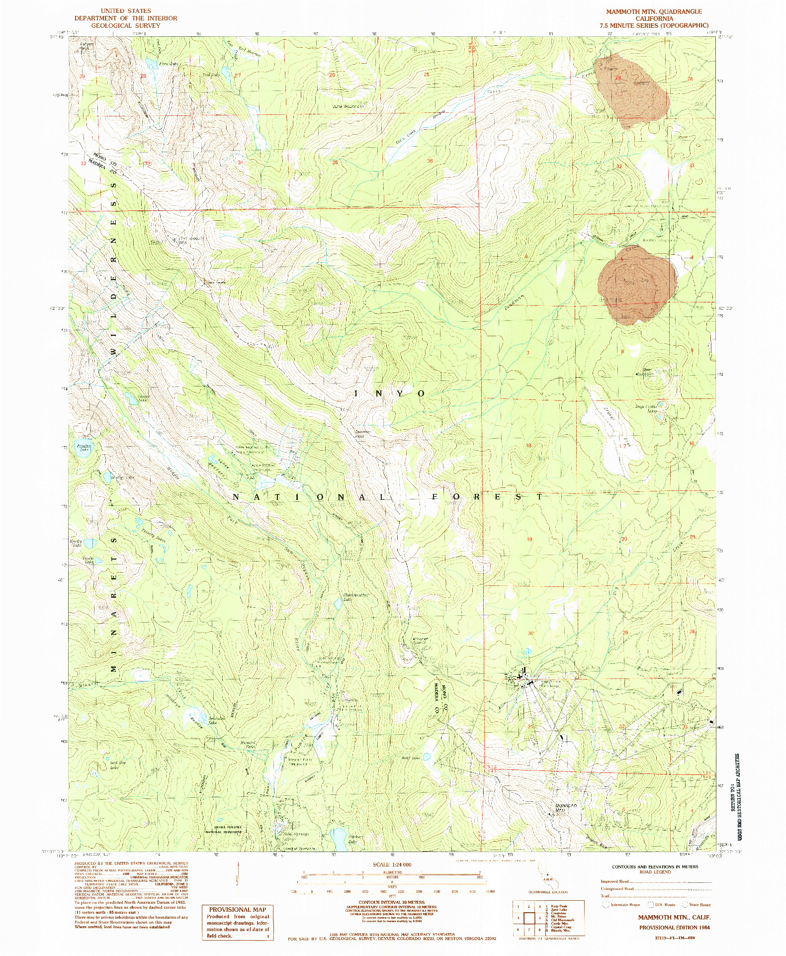 USGS 1:24000-SCALE QUADRANGLE FOR MAMMOTH MTN, CA 1984