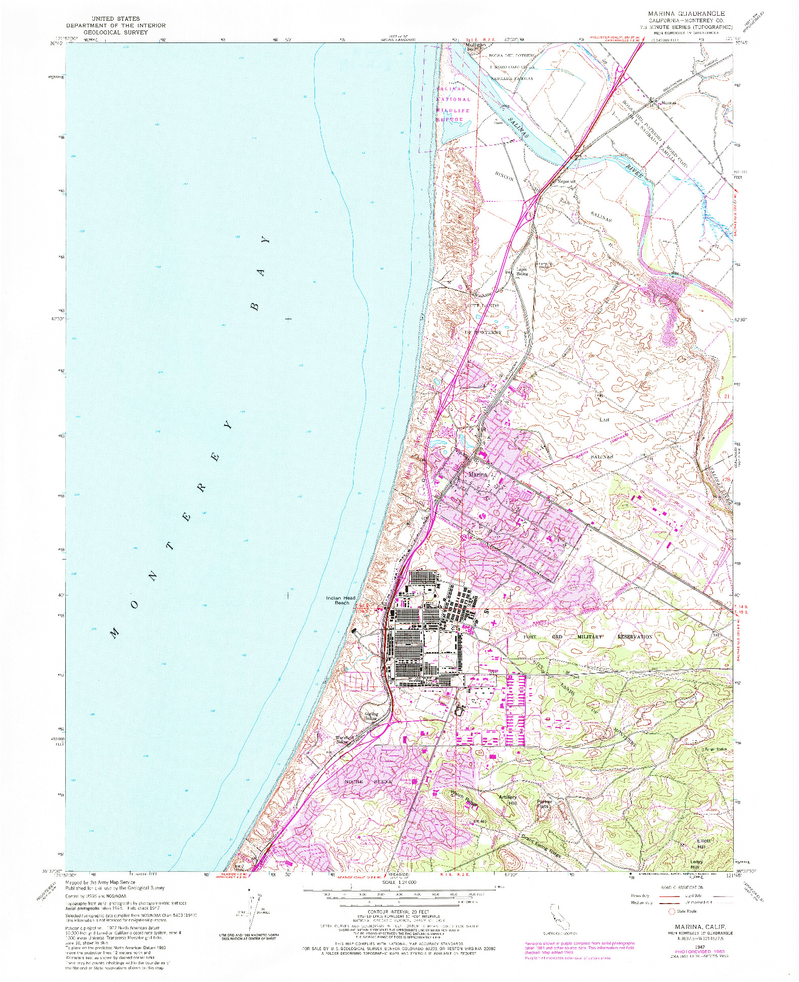 USGS 1:24000-SCALE QUADRANGLE FOR MARINA, CA 1947