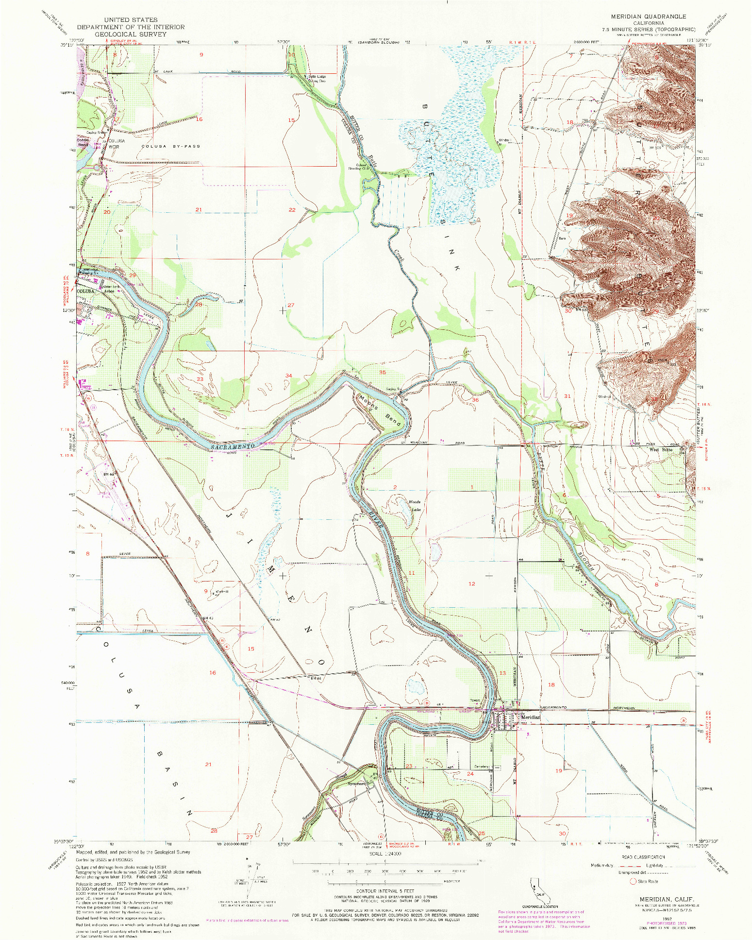 USGS 1:24000-SCALE QUADRANGLE FOR MERIDIAN, CA 1952