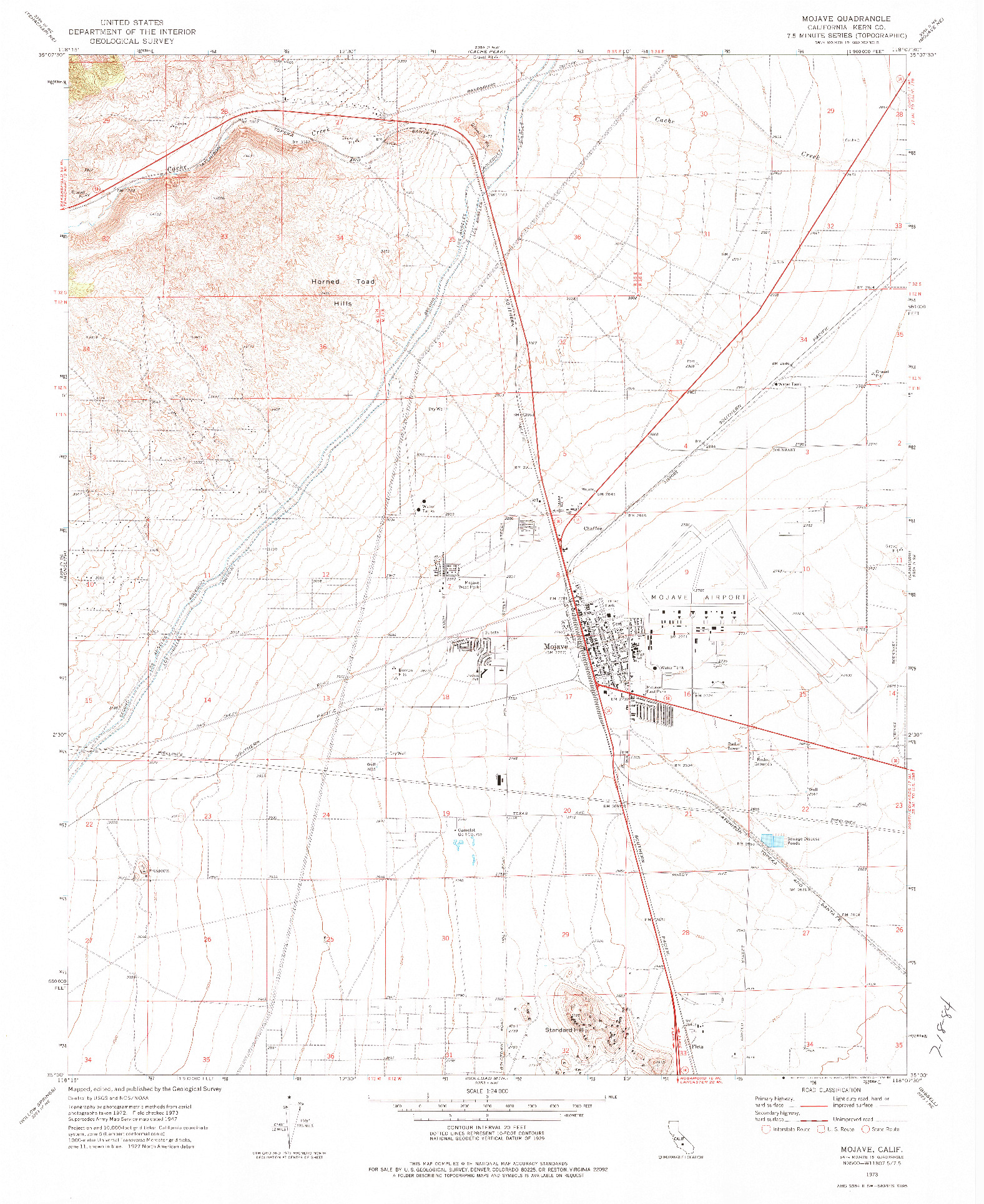 USGS 1:24000-SCALE QUADRANGLE FOR MOJAVE, CA 1973