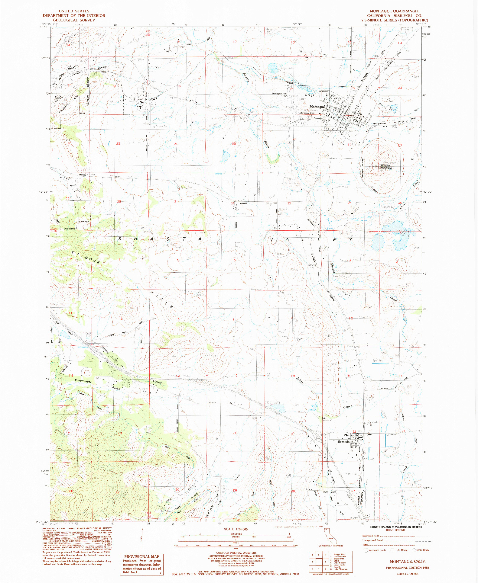 USGS 1:24000-SCALE QUADRANGLE FOR MONTAGUE, CA 1984