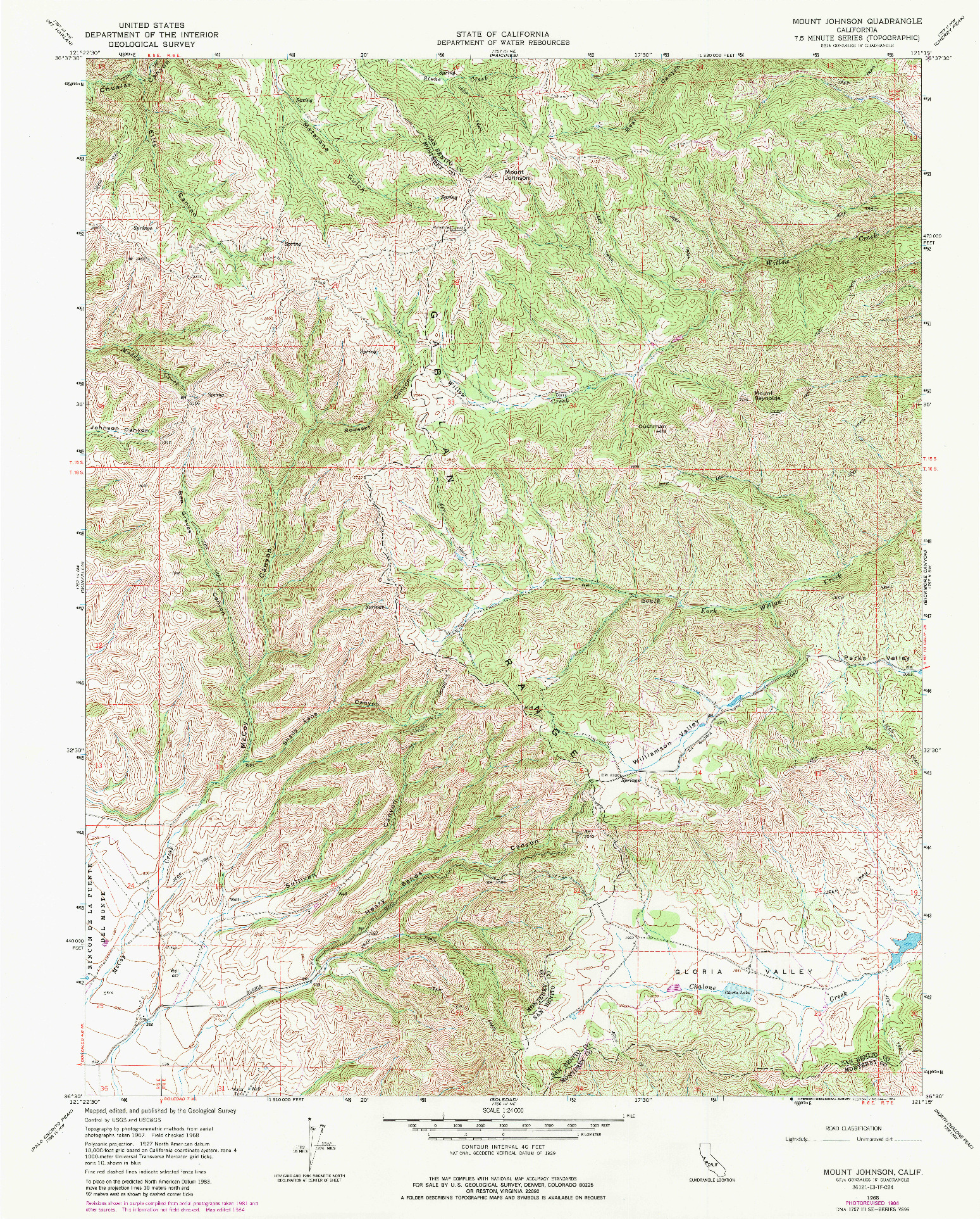 USGS 1:24000-SCALE QUADRANGLE FOR MOUNT JOHNSON, CA 1968