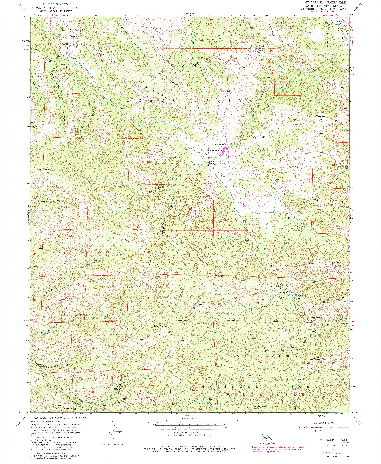 USGS 1:24000-SCALE QUADRANGLE FOR MT. CARMEL, CA 1956