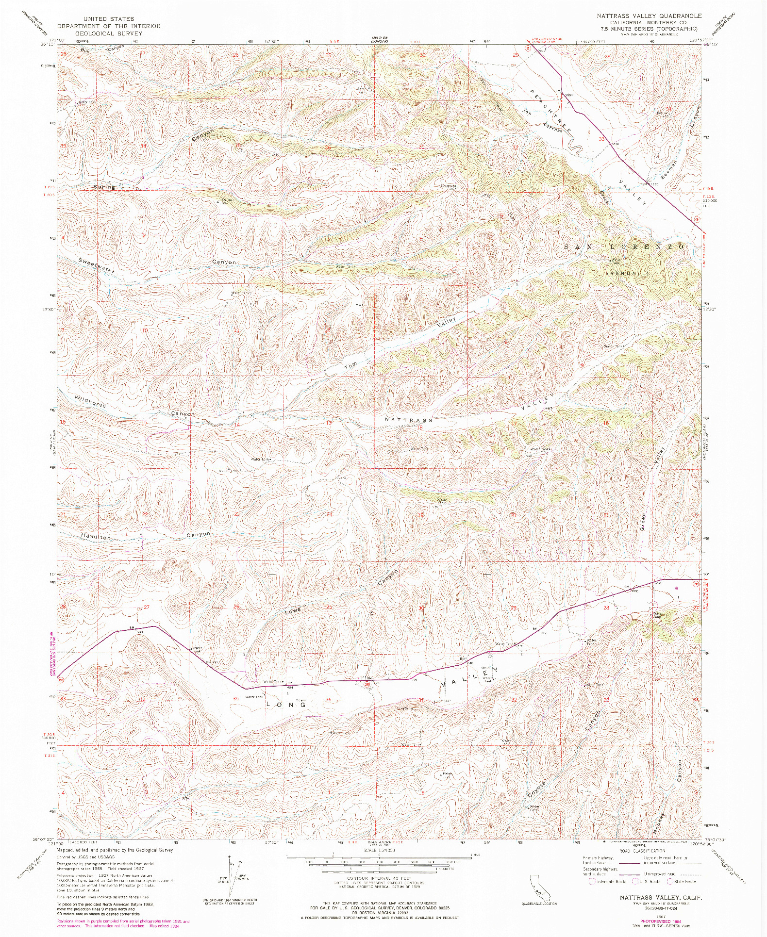 USGS 1:24000-SCALE QUADRANGLE FOR NATTRASS VALLEY, CA 1967