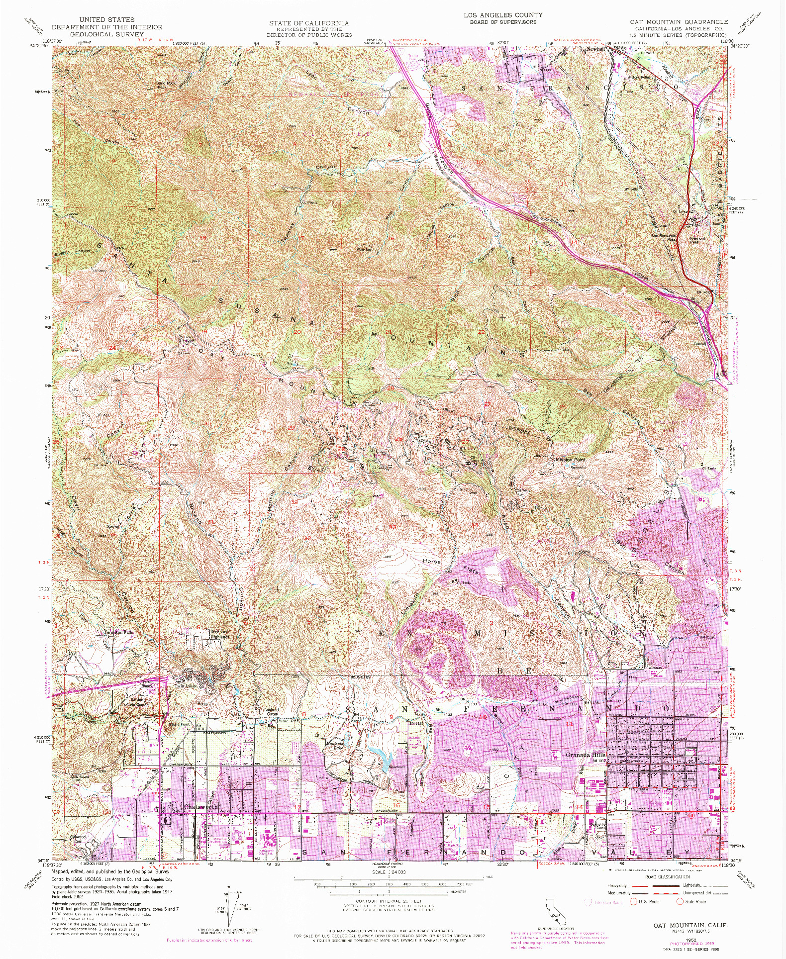 USGS 1:24000-SCALE QUADRANGLE FOR OAT MOUNTAIN, CA 1952