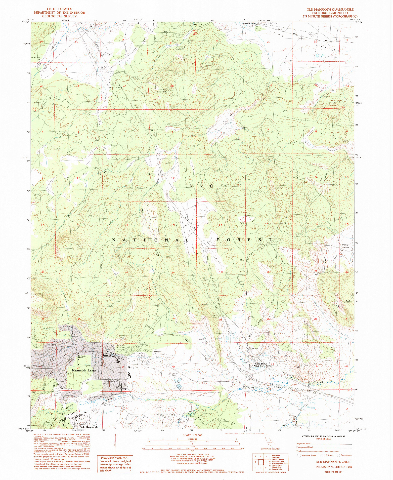 USGS 1:24000-SCALE QUADRANGLE FOR OLD MAMMOTH, CA 1983