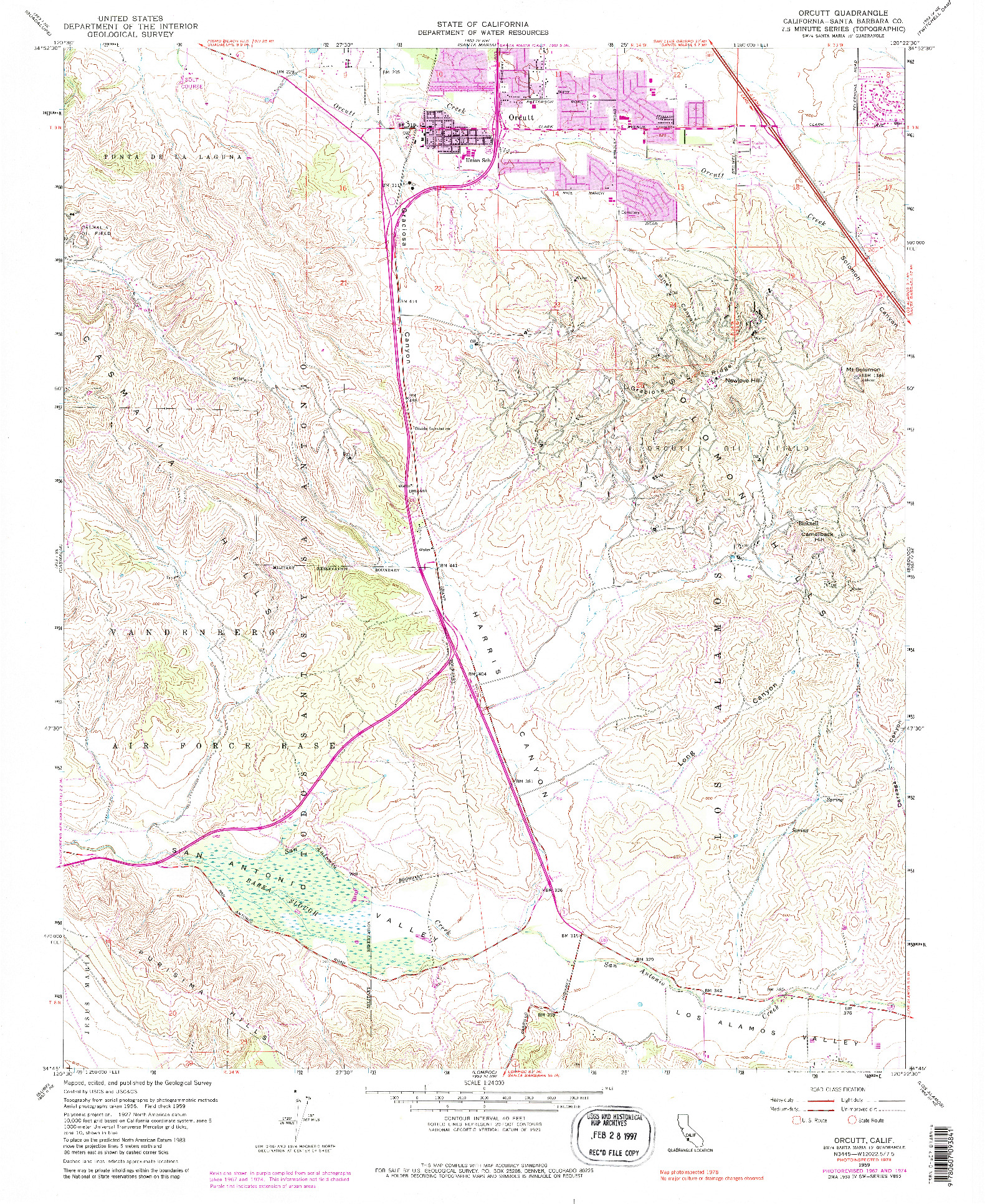 USGS 1:24000-SCALE QUADRANGLE FOR ORCUTT, CA 1959