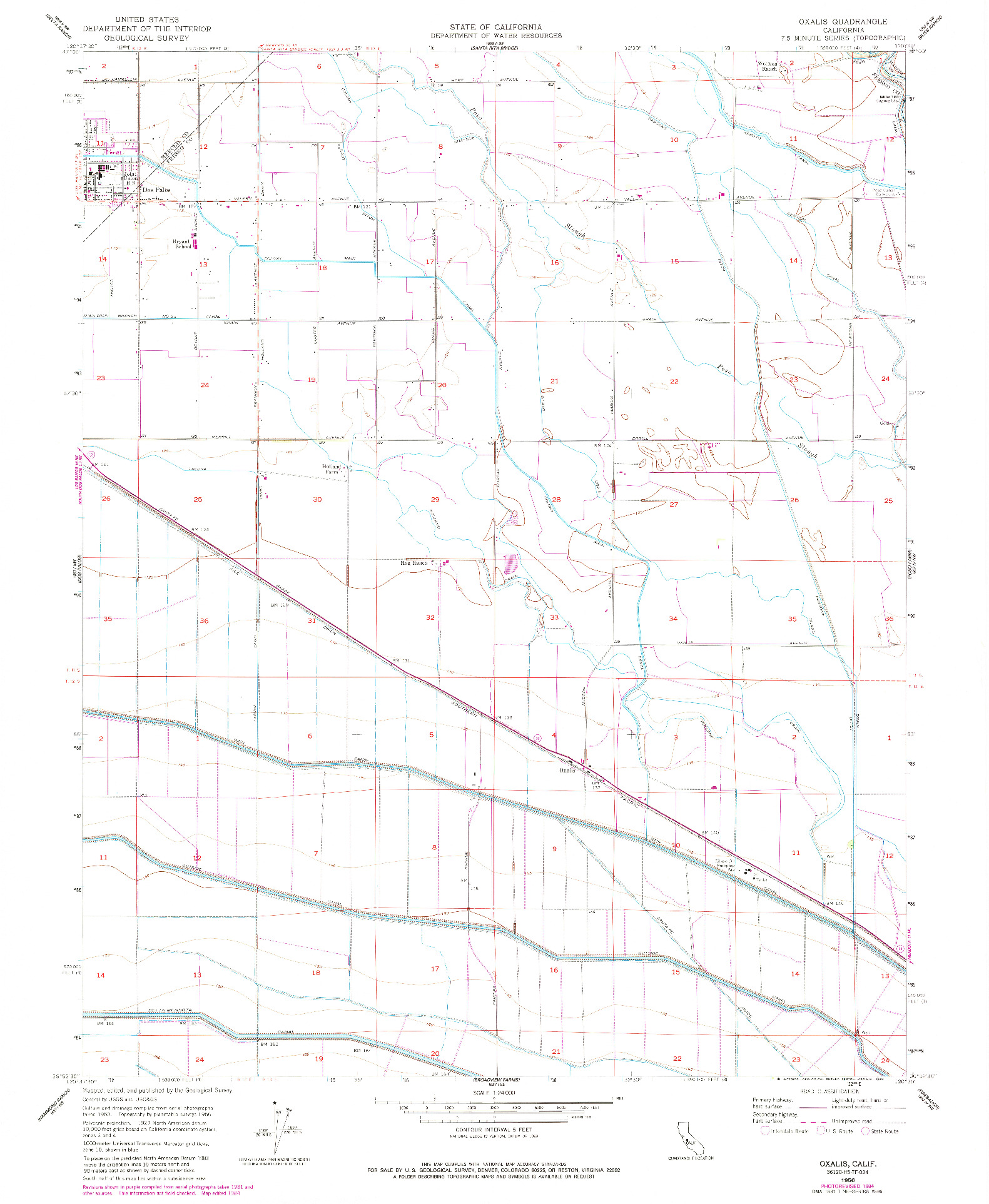 USGS 1:24000-SCALE QUADRANGLE FOR OXALIS, CA 1956