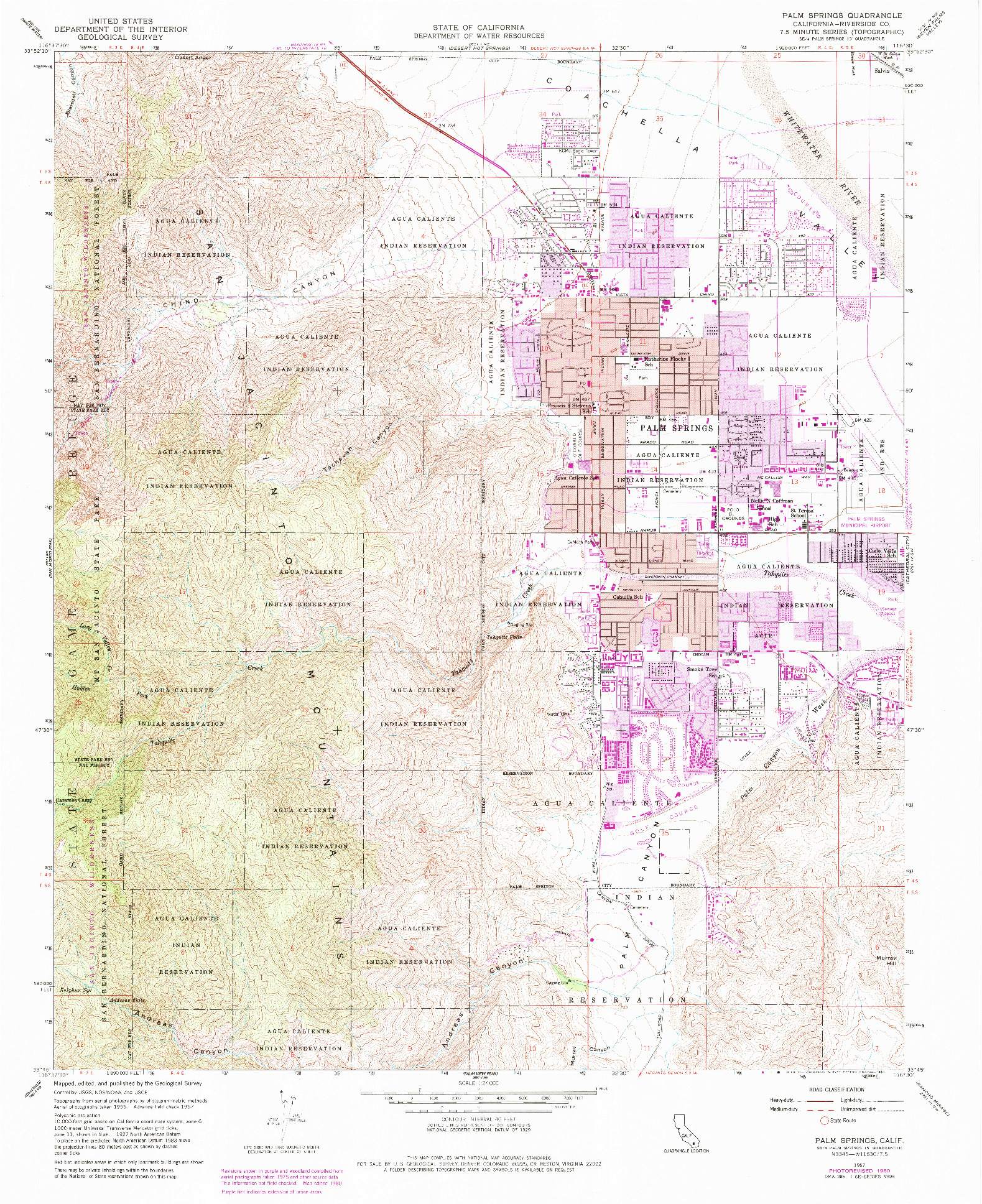 USGS 1:24000-SCALE QUADRANGLE FOR PALM SPRINGS, CA 1957