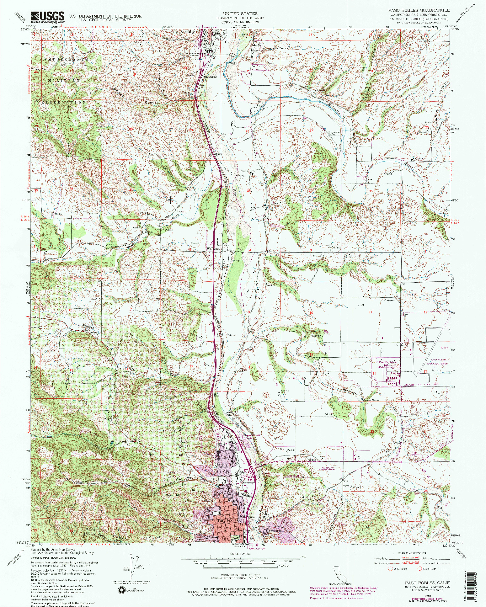 USGS 1:24000-SCALE QUADRANGLE FOR PASO ROBLES, CA 1948