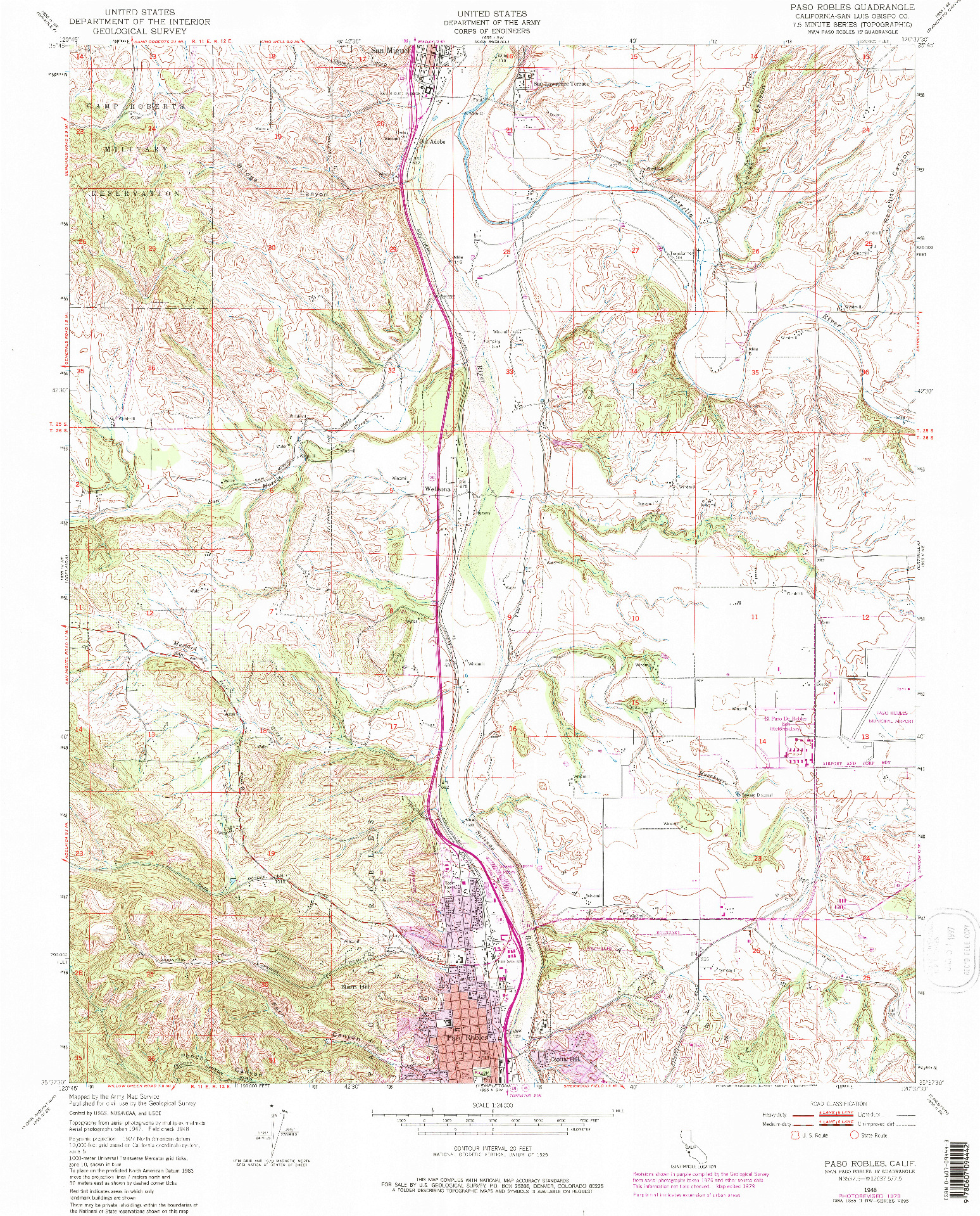 USGS 1:24000-SCALE QUADRANGLE FOR PASO ROBLES, CA 1948