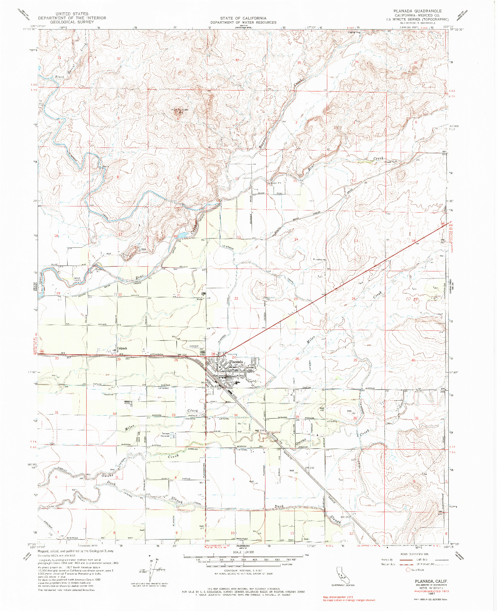 USGS 1:24000-SCALE QUADRANGLE FOR PLANADA, CA 1961