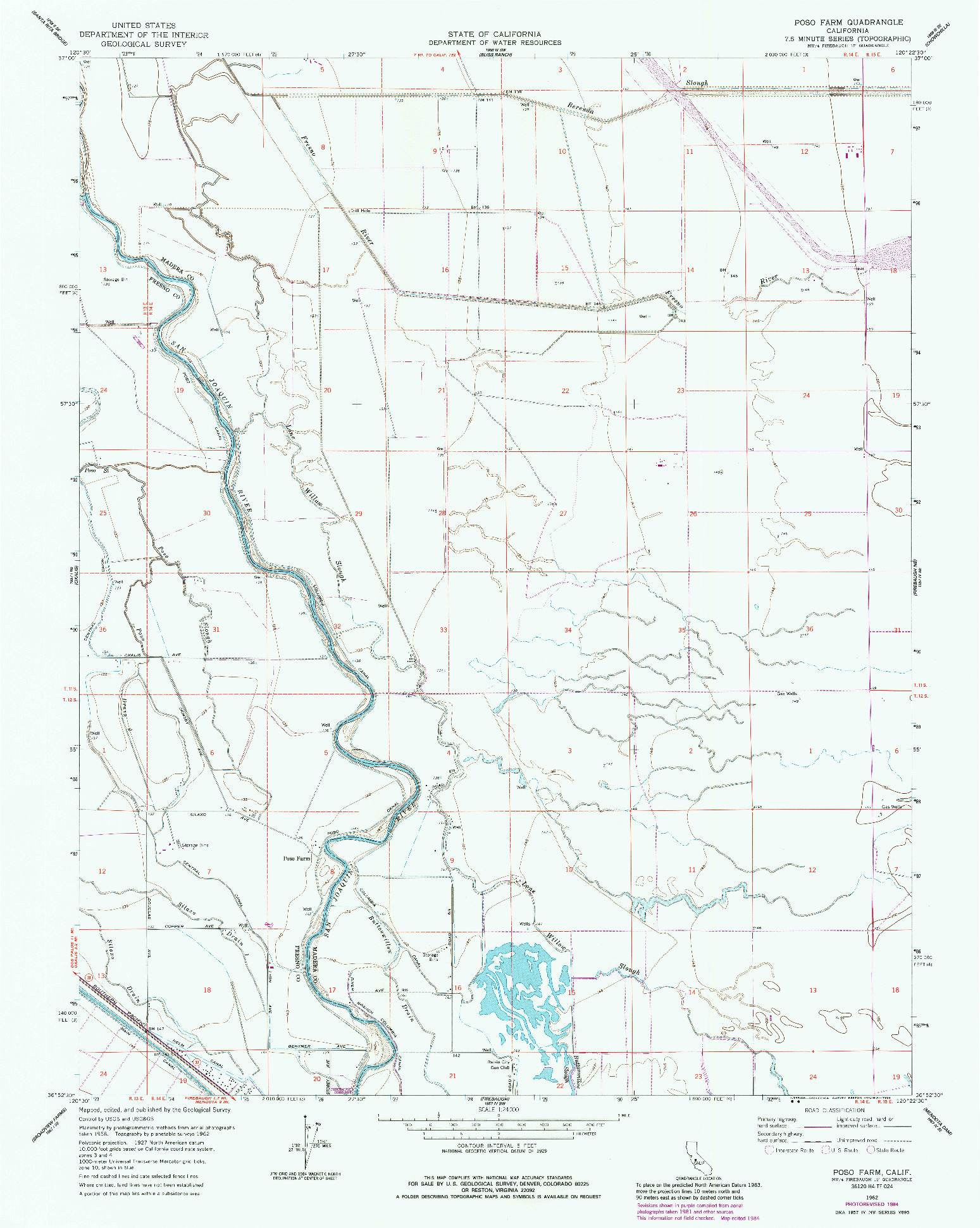 USGS 1:24000-SCALE QUADRANGLE FOR POSO FARM, CA 1962