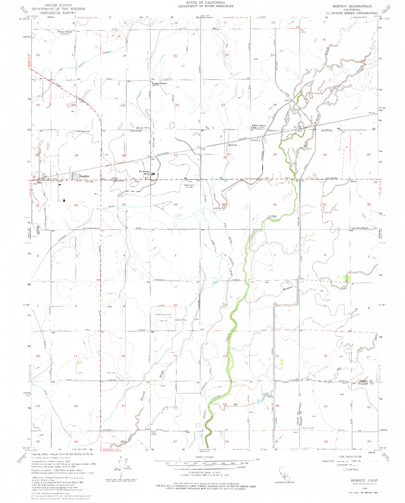 USGS 1:24000-SCALE QUADRANGLE FOR REMNOY, CA 1954