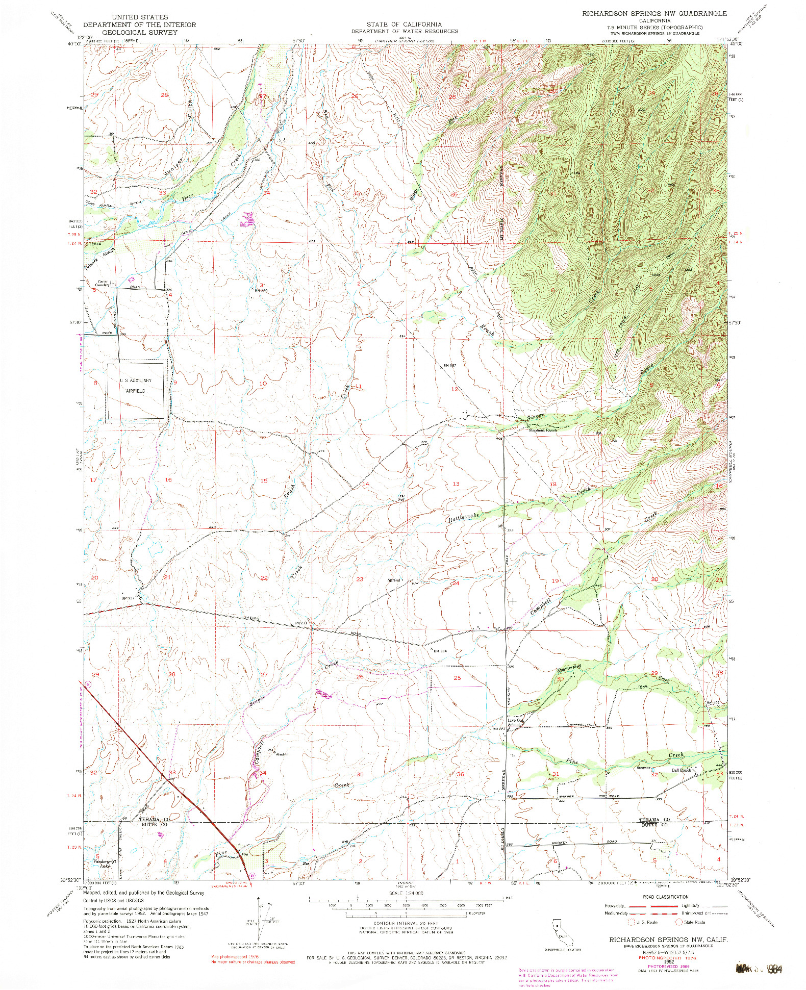 USGS 1:24000-SCALE QUADRANGLE FOR RICHARDSON SPRINGS NW, CA 1952