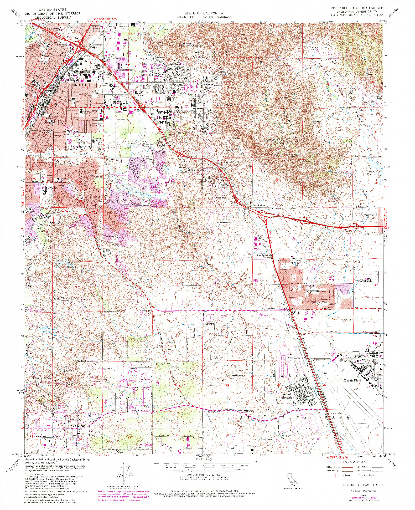 USGS 1:24000-SCALE QUADRANGLE FOR RIVERSIDE EAST, CA 1967