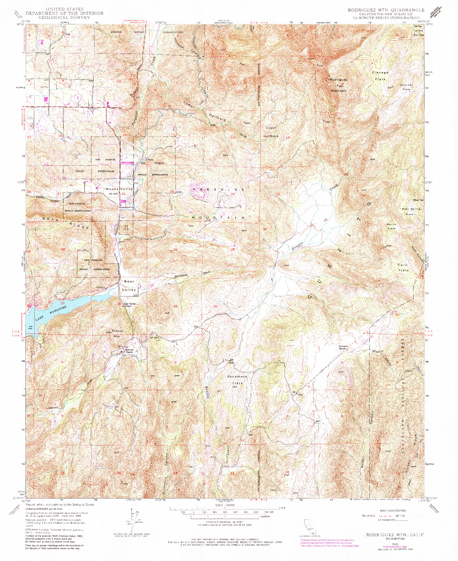 USGS 1:24000-SCALE QUADRANGLE FOR RODRIGUEZ MTN., CA 1948