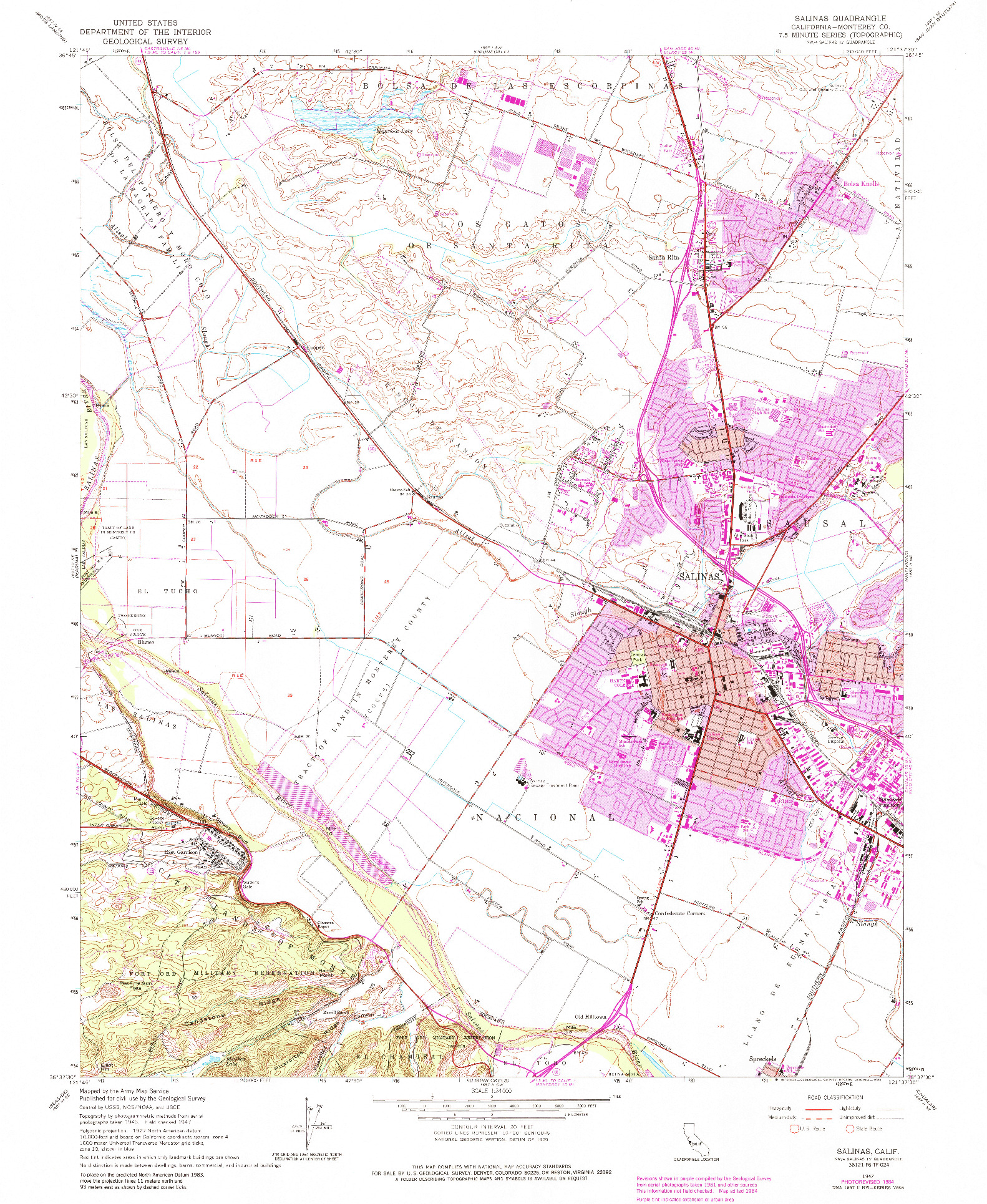 USGS 1:24000-SCALE QUADRANGLE FOR SALINAS, CA 1947