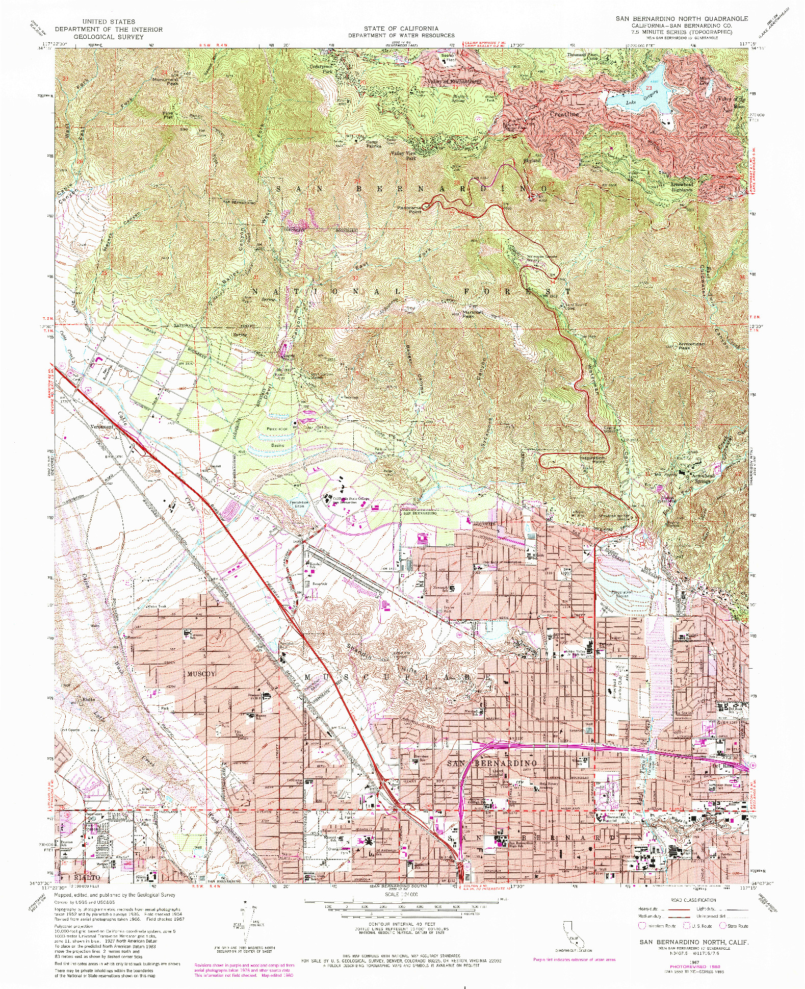 USGS 1:24000-SCALE QUADRANGLE FOR SAN BERNARDINO NORTH, CA 1967