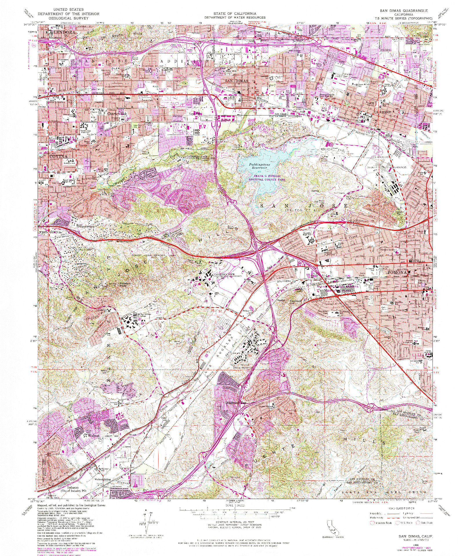 USGS 1:24000-SCALE QUADRANGLE FOR SAN DIMAS, CA 1966