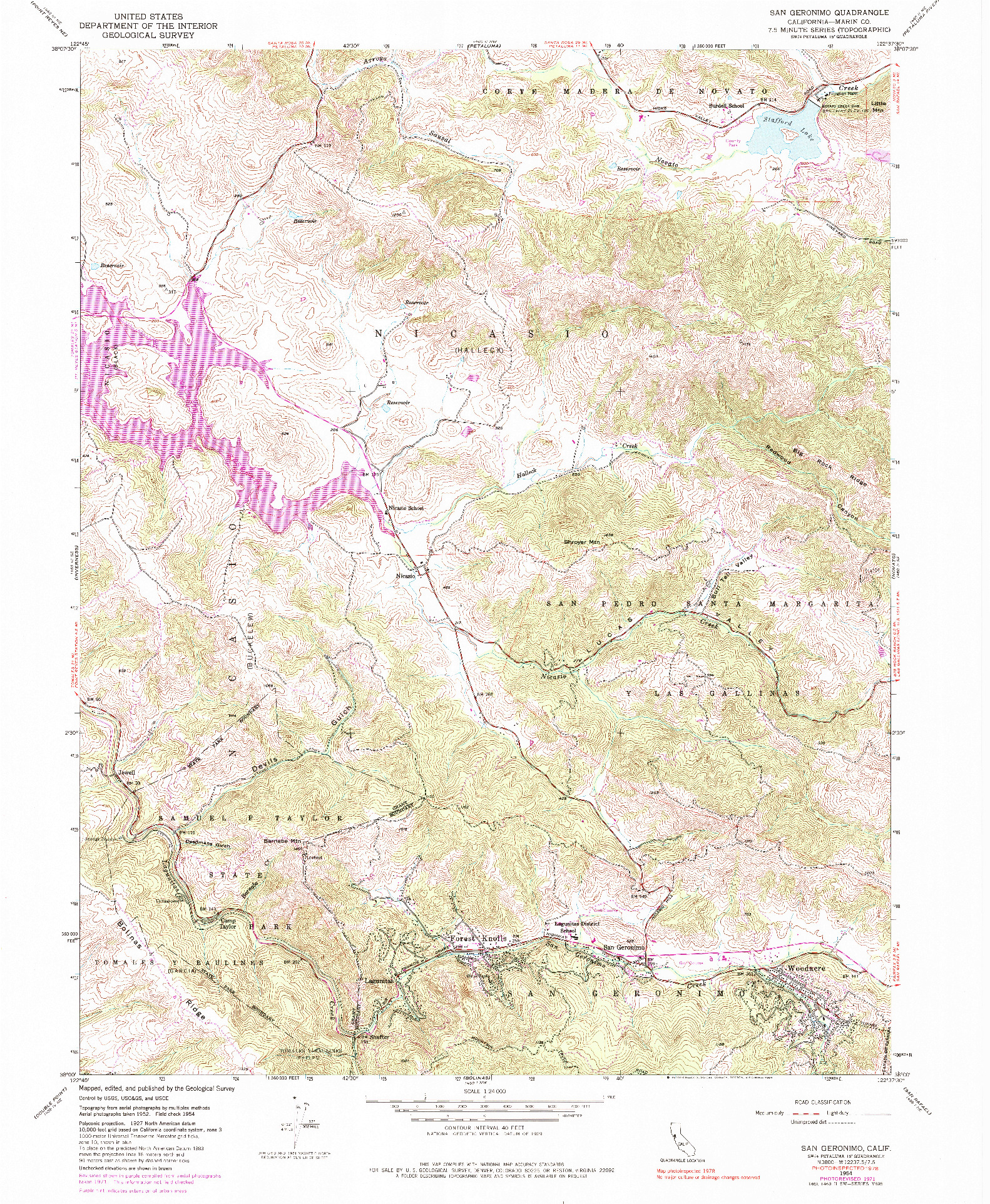 USGS 1:24000-SCALE QUADRANGLE FOR SAN GERONIMO, CA 1954