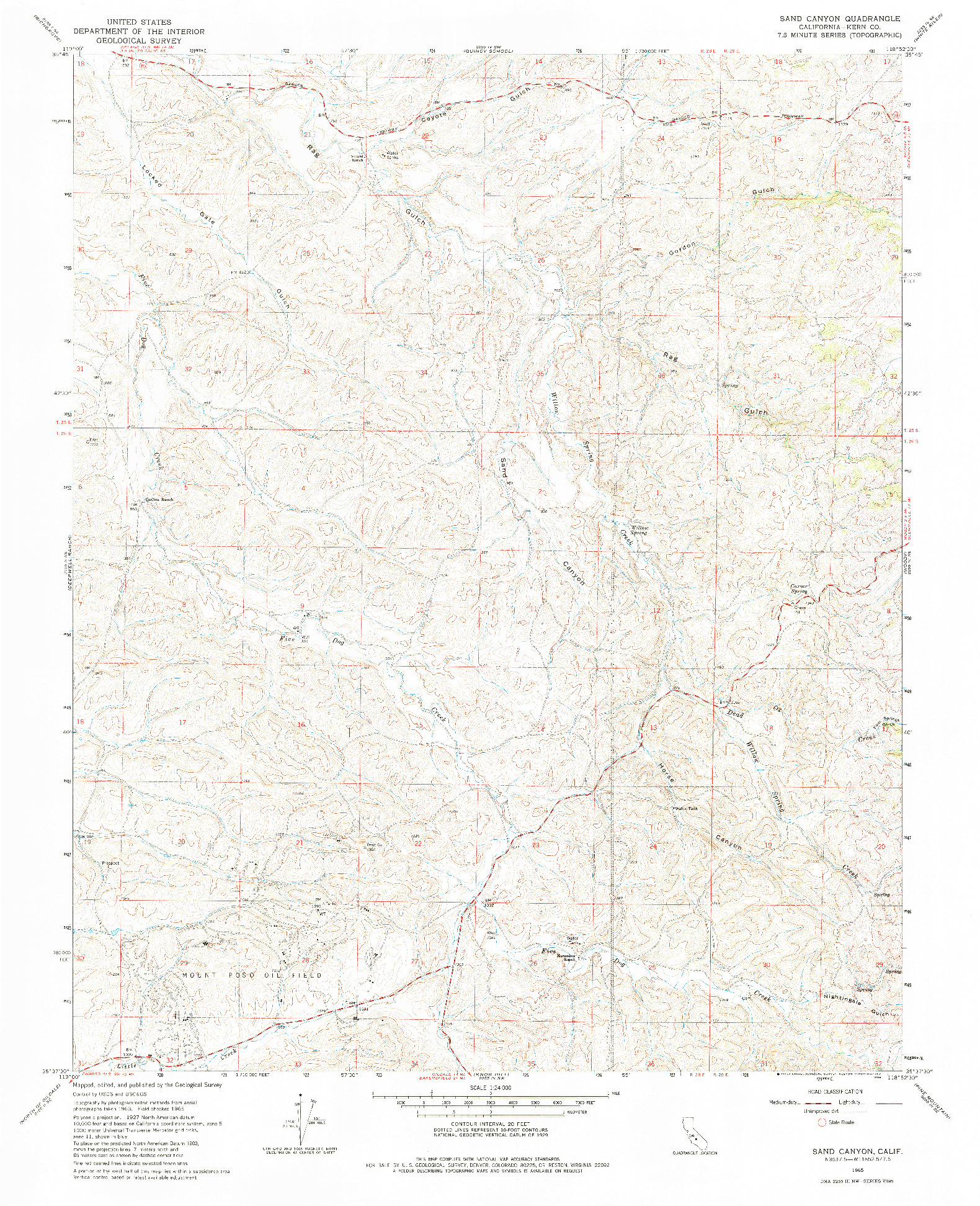 USGS 1:24000-SCALE QUADRANGLE FOR SAND CANYON, CA 1965
