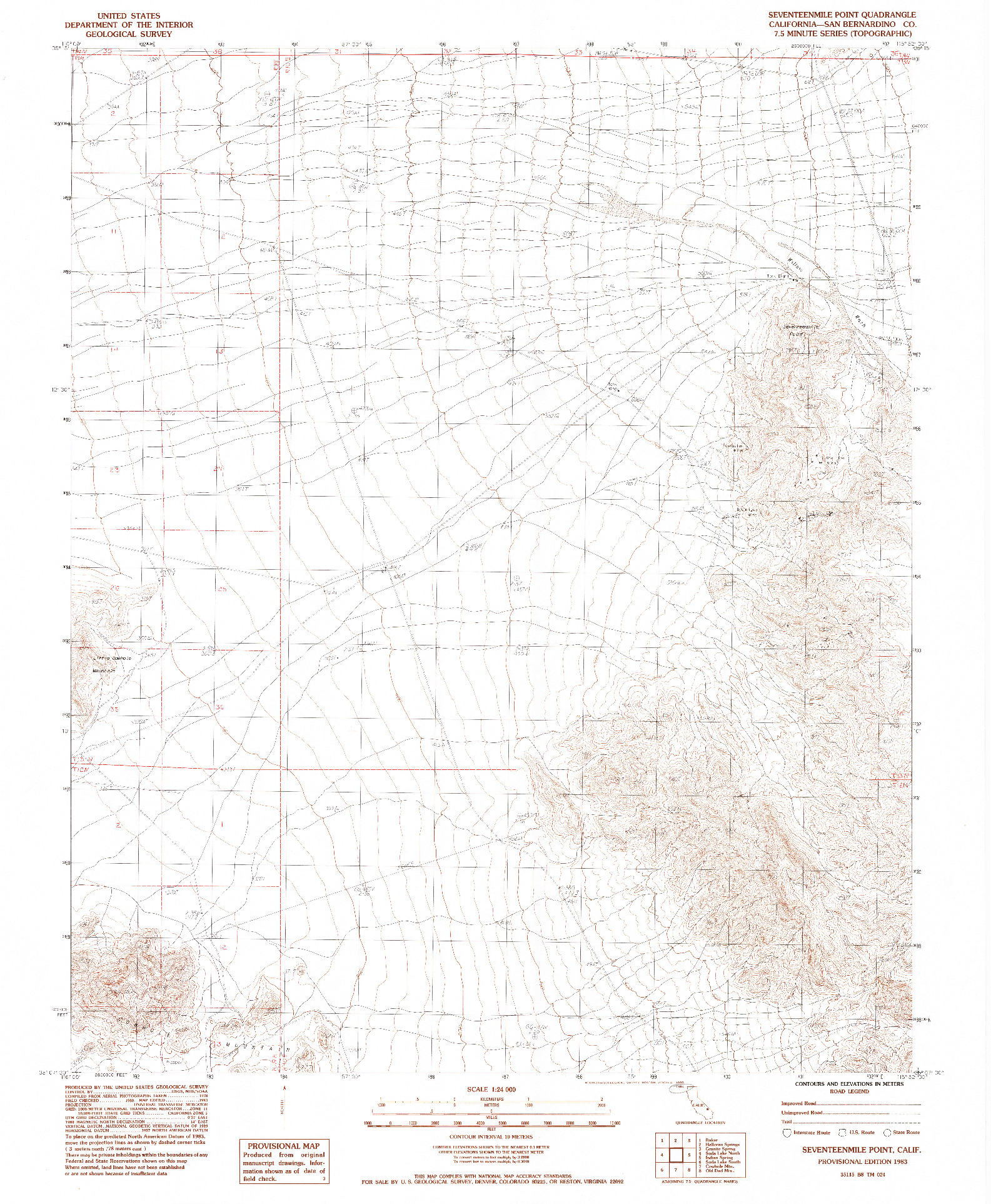 USGS 1:24000-SCALE QUADRANGLE FOR SEVENTEENMILE POINT, CA 1983