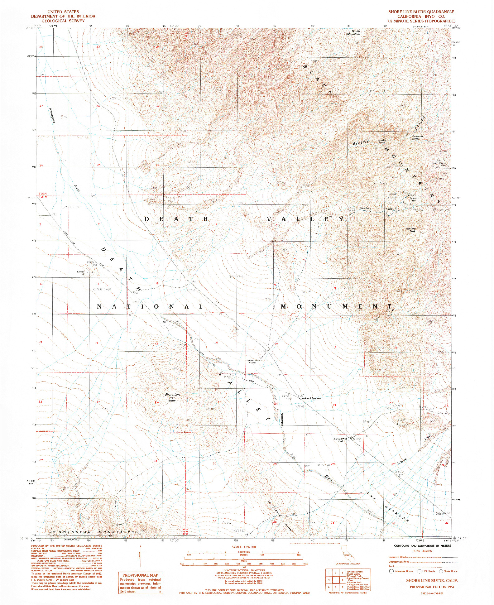 USGS 1:24000-SCALE QUADRANGLE FOR SHORE LINE BUTTE, CA 1984